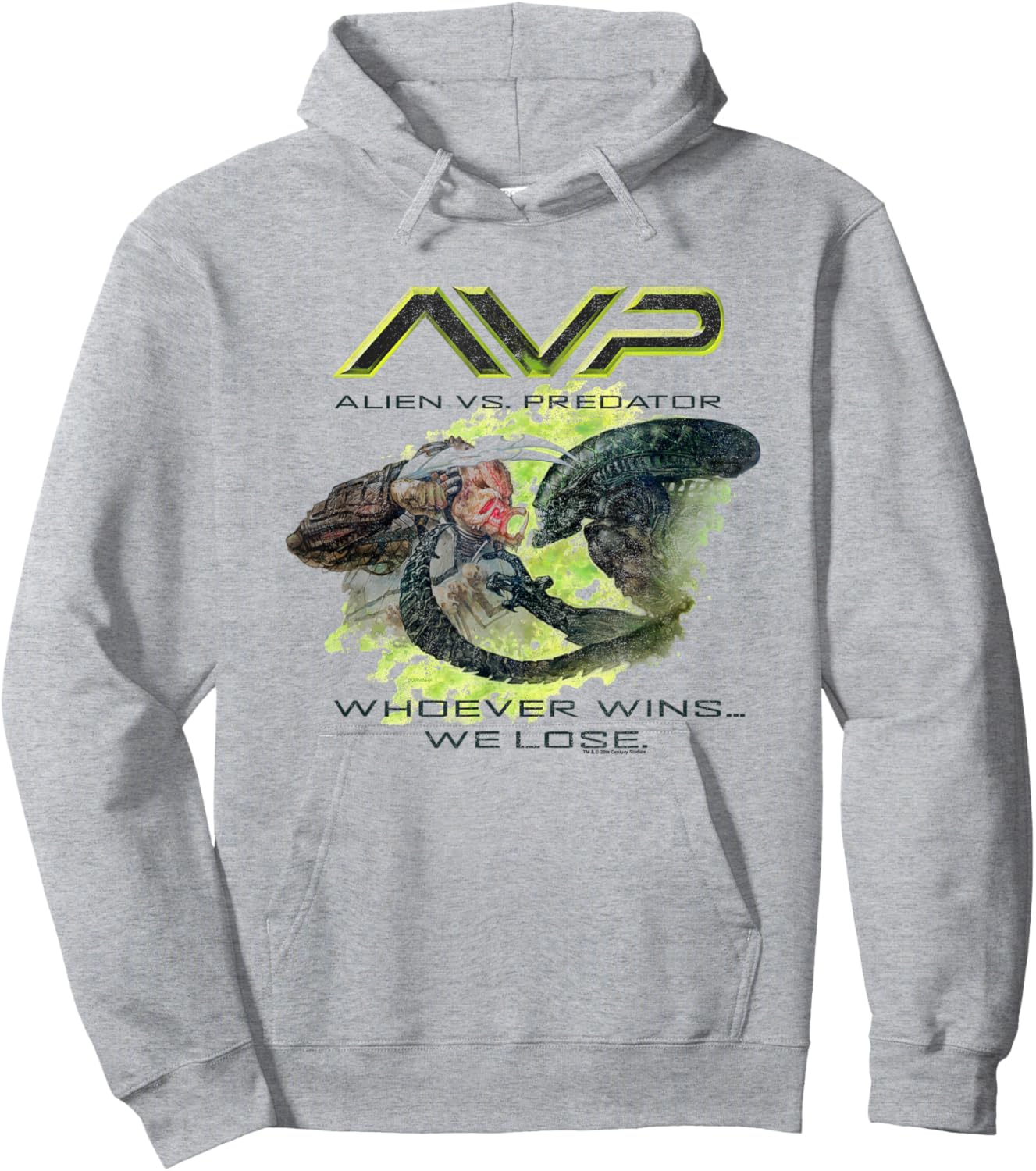Alien Vs Predator Fighting Whoever Wins We Lose Big Poster Hoodie - Hoodie | Ash