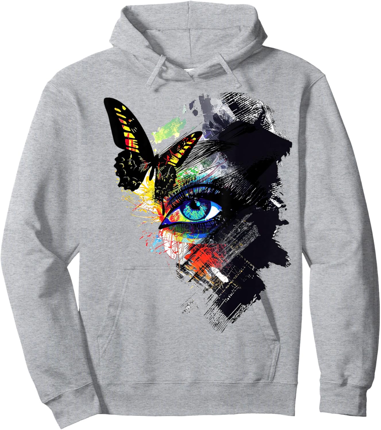 Butterfly Colorful Art Graphic Eye Hoodie - Hoodie | Ash