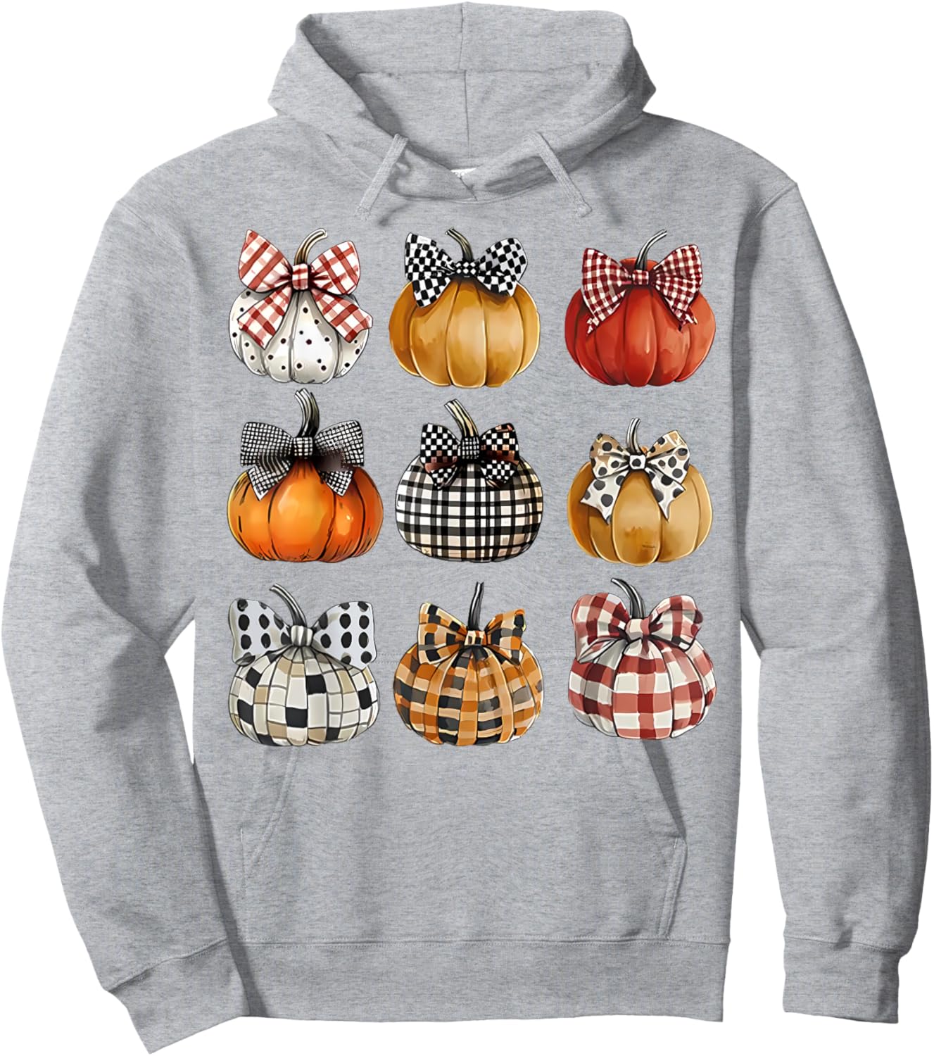 Coquette Bow Pumpkin Season Thanksgiving Autumn Fall Leaves Hoodie - Hoodie | Ash