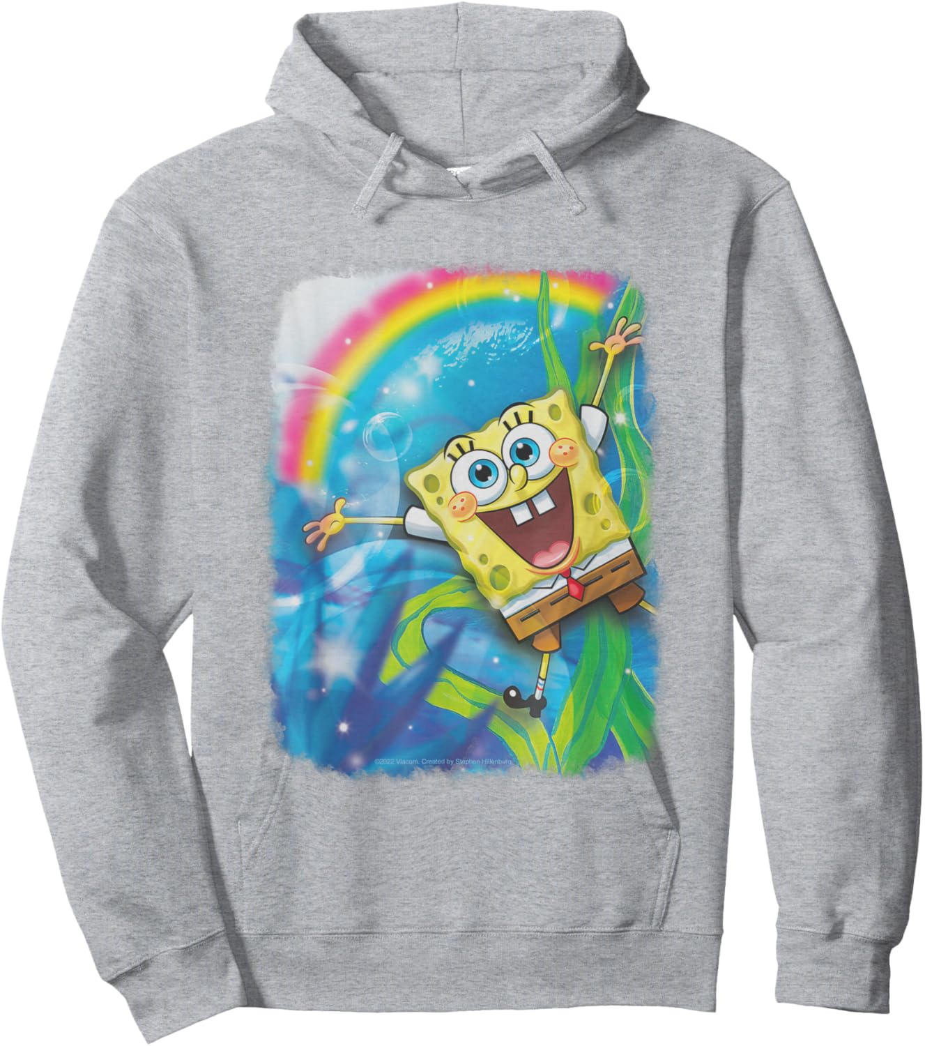 SpongeBob SquarePants Underwater Rainbow Retro Poster Hoodie - Hoodie | Ash