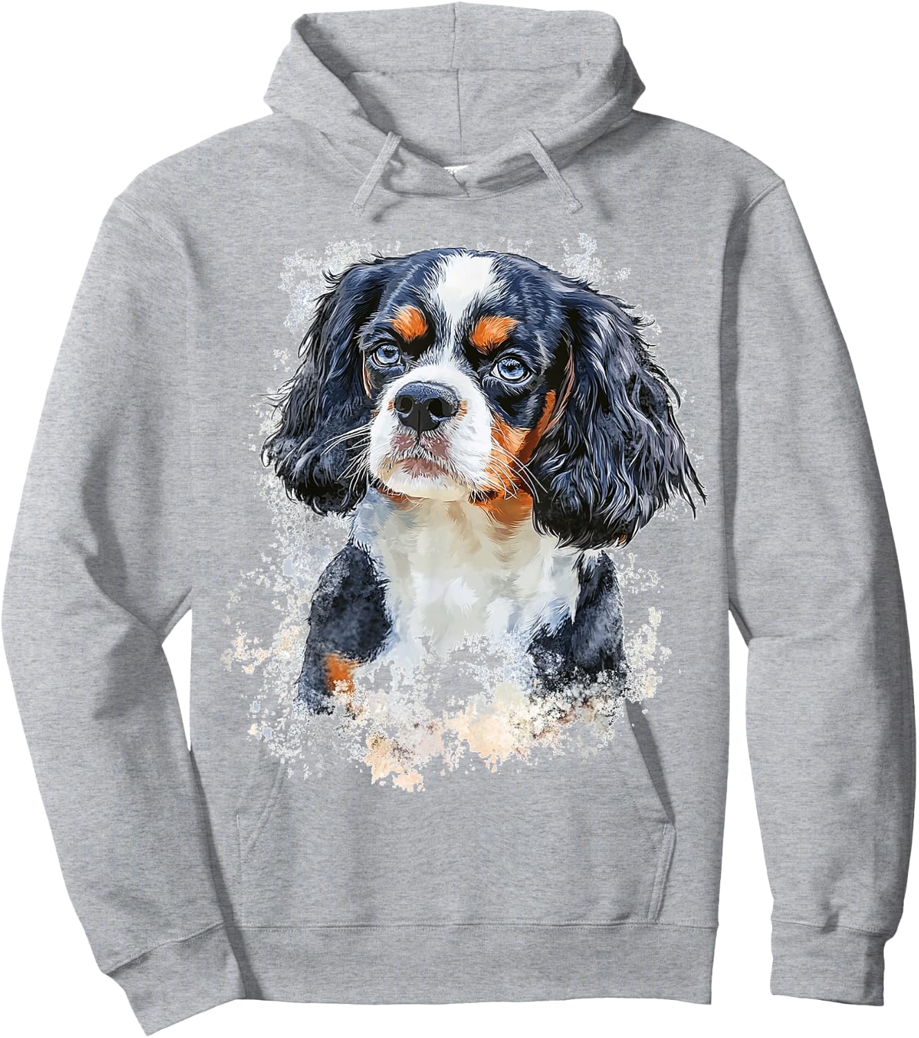 Cavalier King Charles Spaniel Dog Graphic Pet Illustration Hoodie - Hoodie | Ash