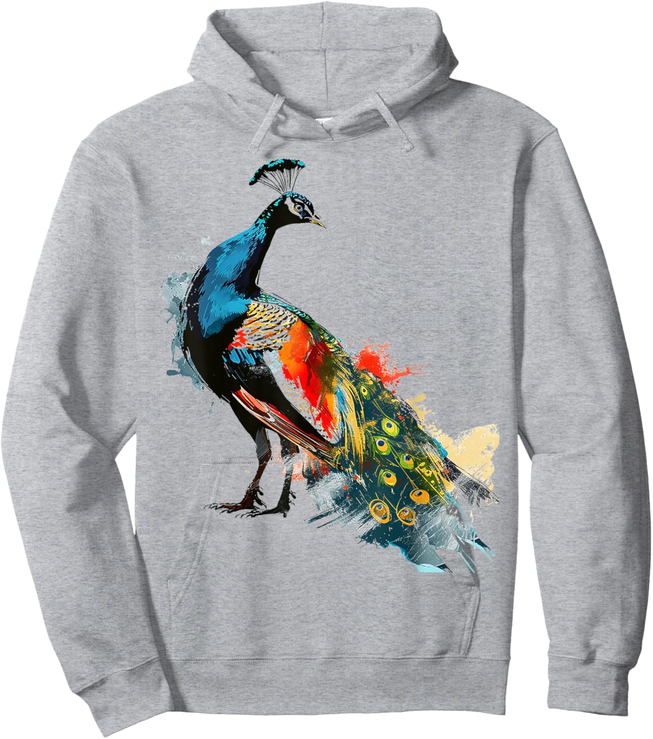 Peacock Painting Art Animal Colorful Graphic Peacock Hoodie - Hoodie | Ash