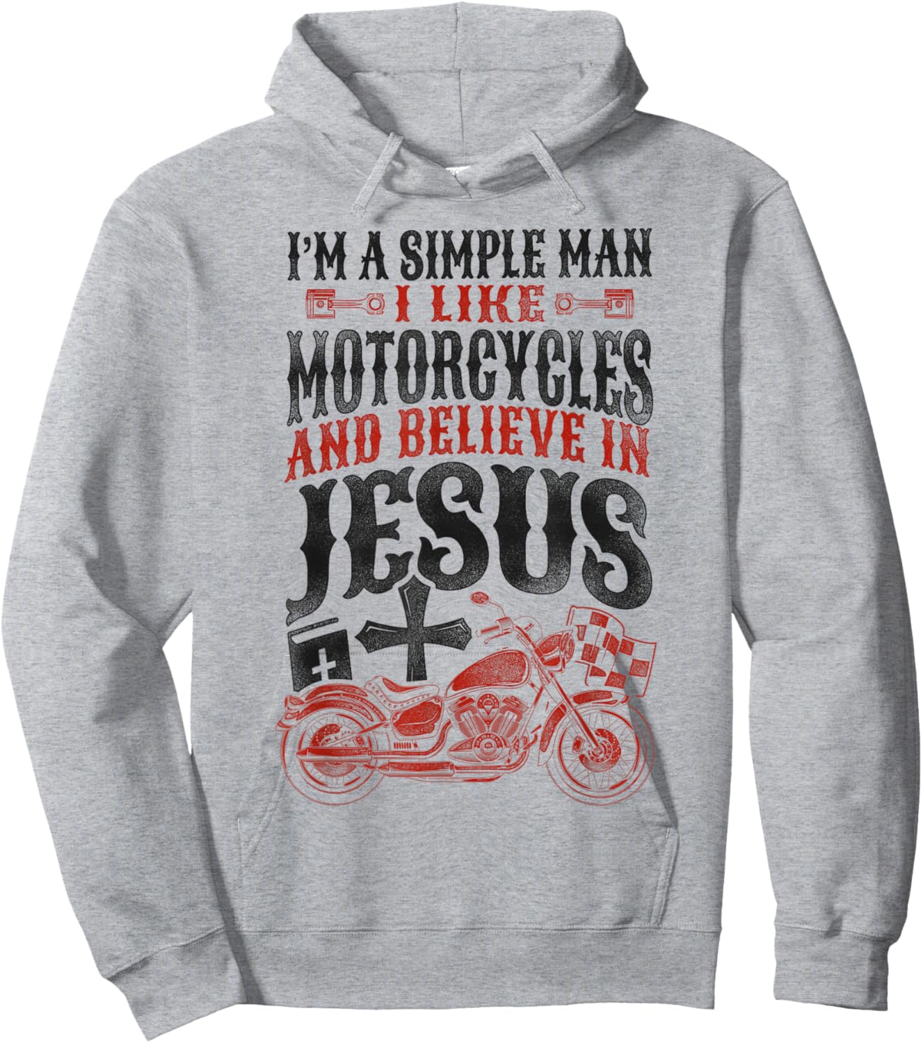 Classic Christian Motorcycle Biker I Am A Simple Man I Like Hoodie - Hoodie | Ash