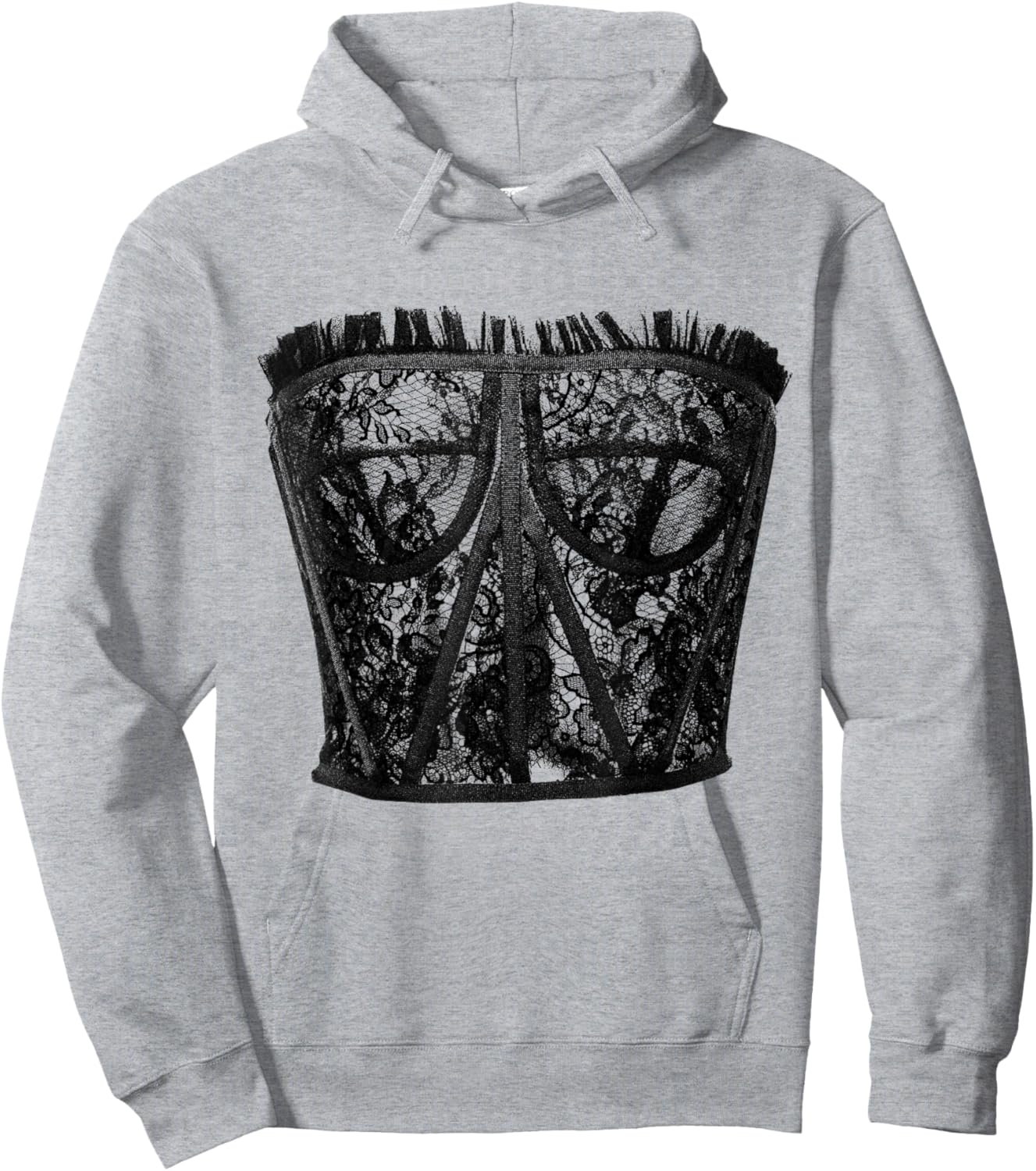 Lingerie Graphic Corset Bustier Bra Trendy Cute Sexy Fun Hoodie - Hoodie | Ash