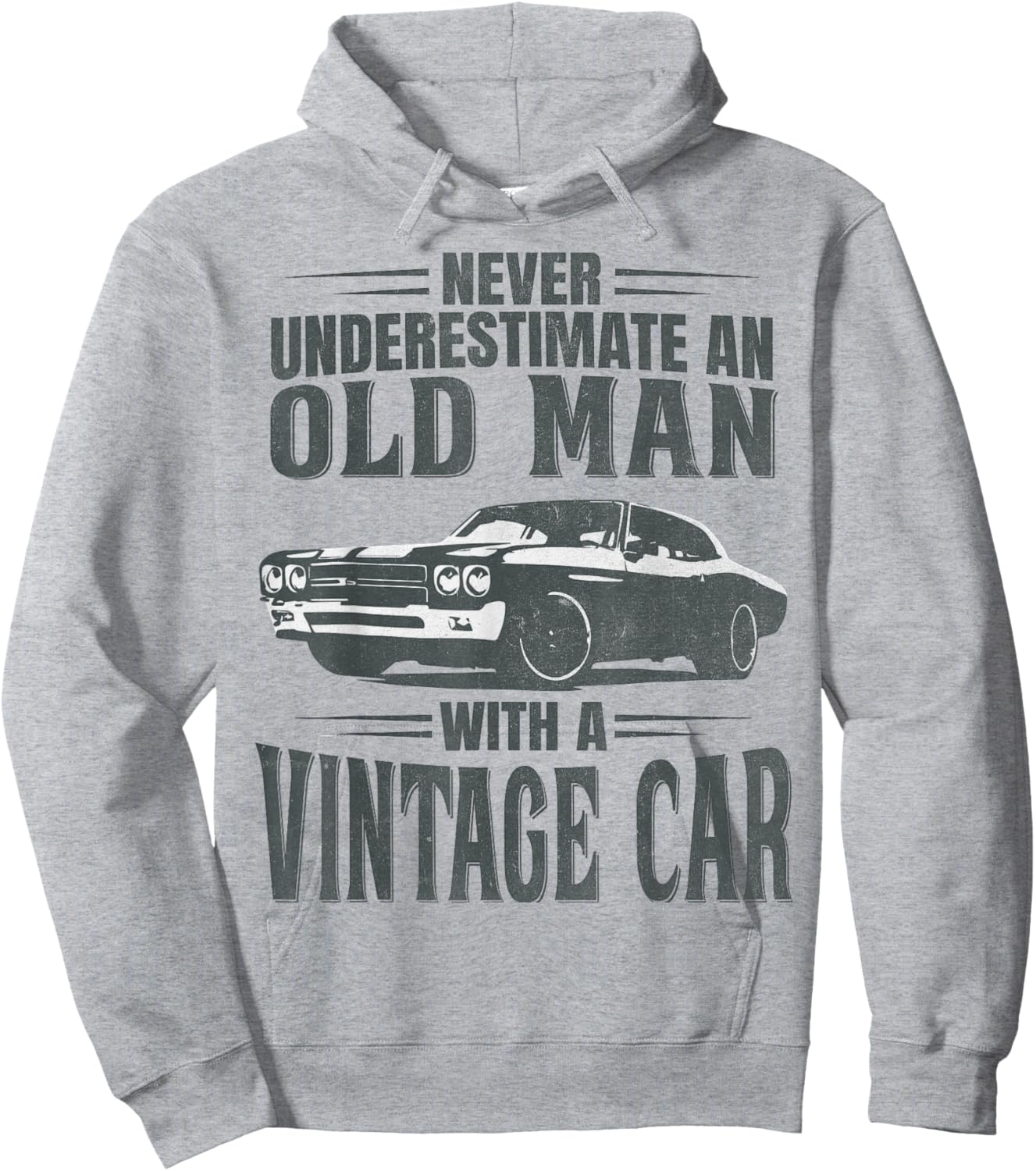 Never Underestimate an Old Man with A Vintage Car Hoodie - Hoodie | Ash