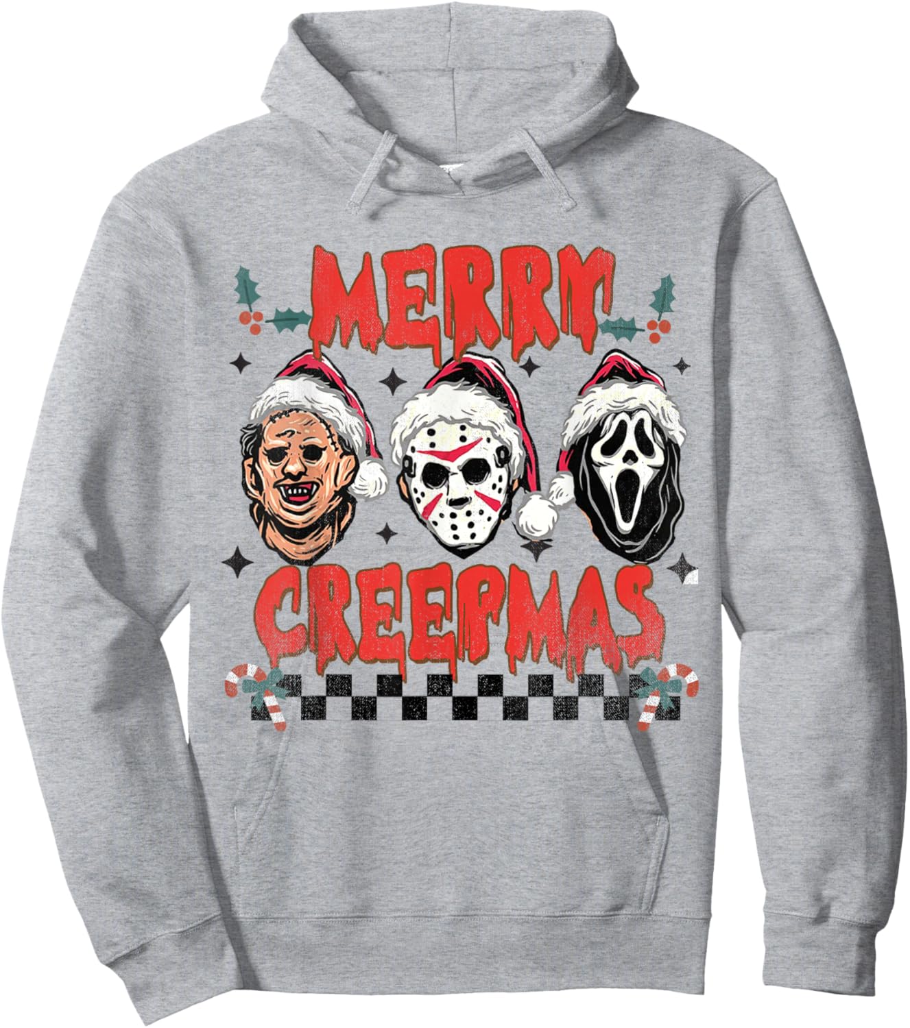 Merry Creepmas - Horror Lovers Christmas Santa Hoodie - Hoodie | Ash