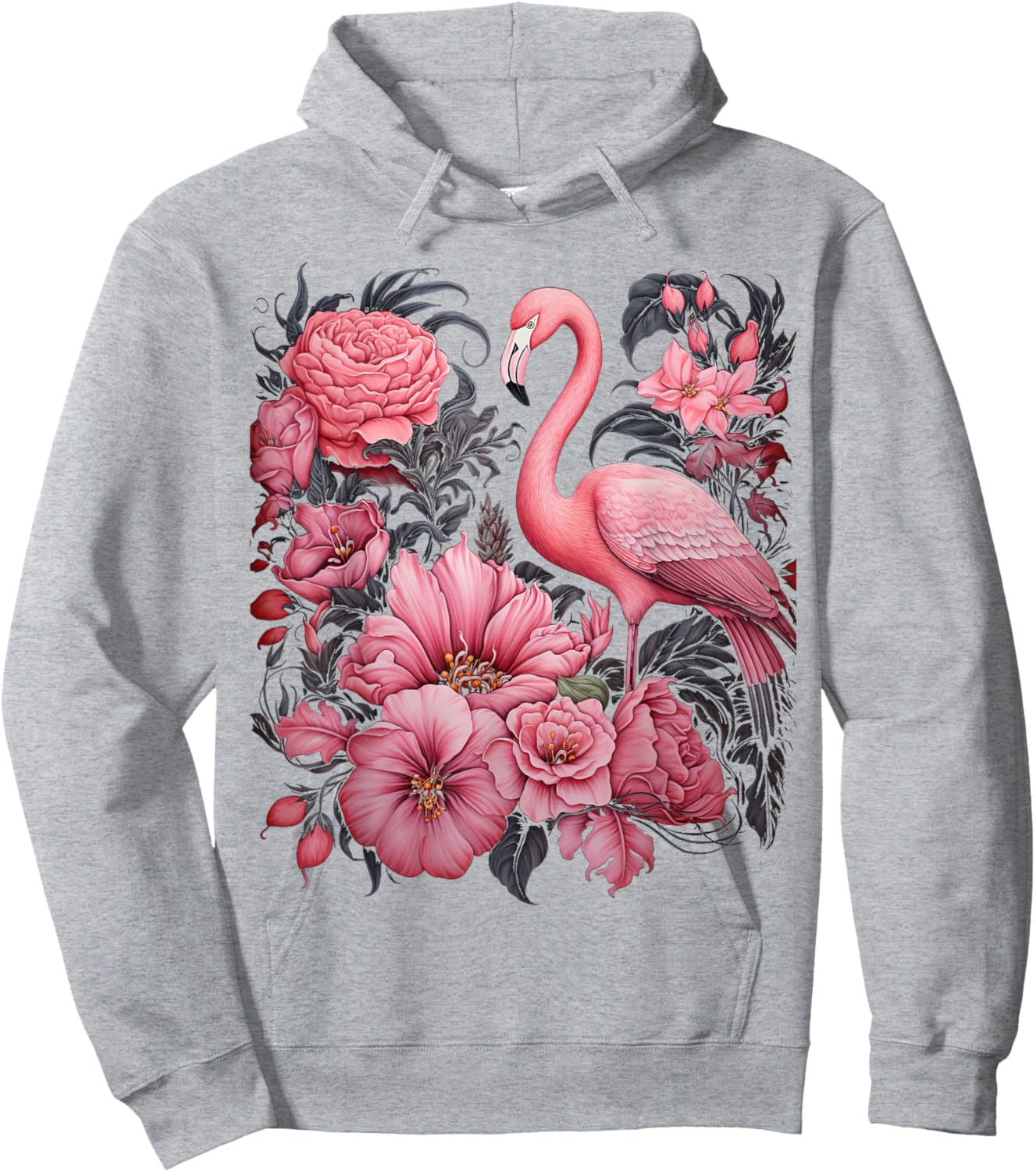 Flamingo and Flowers Floral Flamingos pink Hoodie - Hoodie | Ash