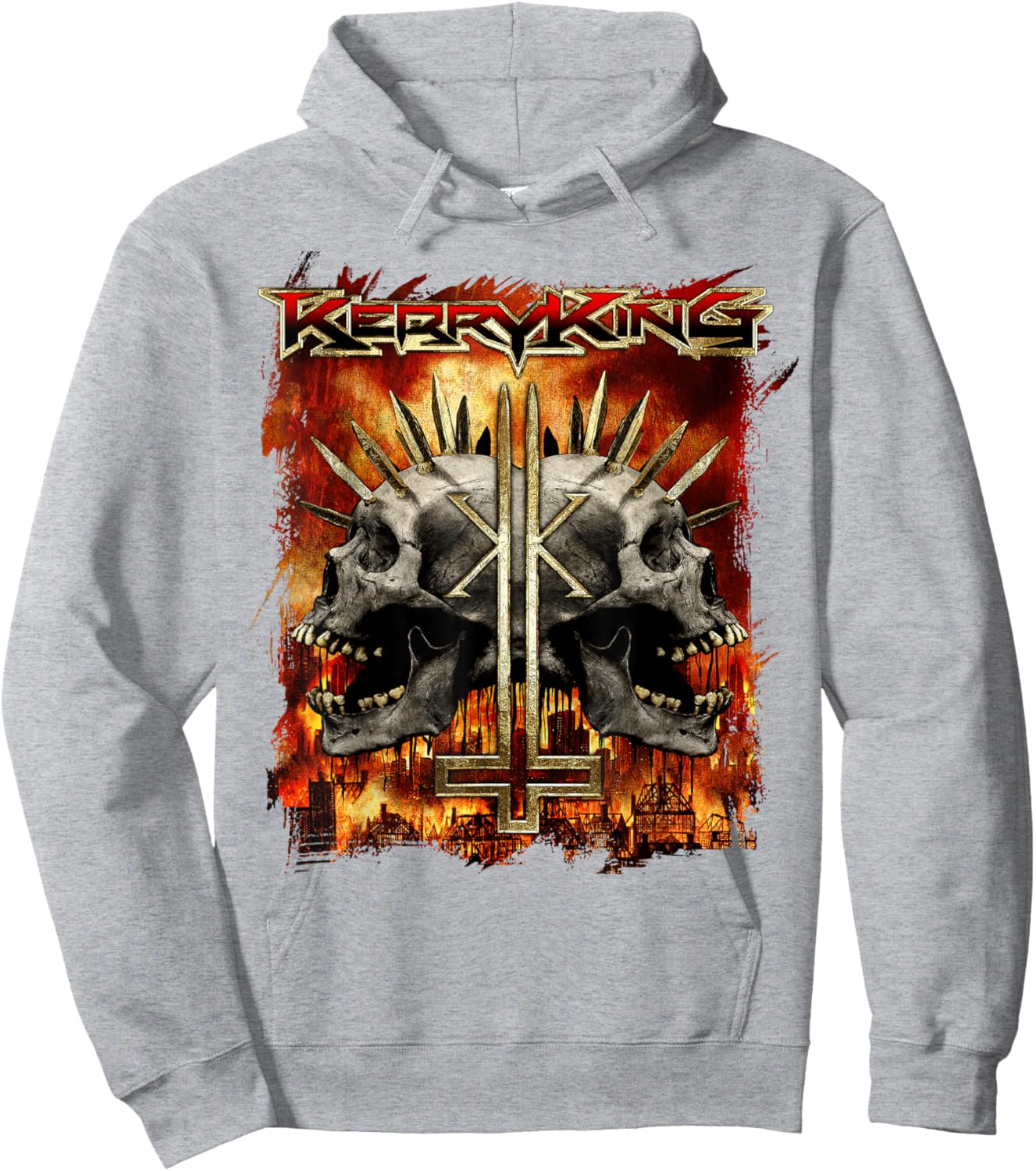 Kerry King Spikey Double Skull Hoodie - Hoodie | Ash