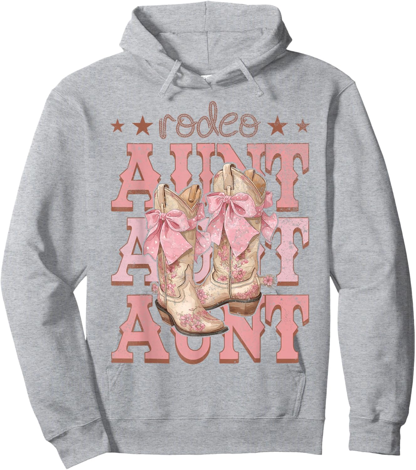 Rodeo Aunt Pink Boots Coquette Cow-Girl Birthday Party Hoodie - Hoodie | Ash