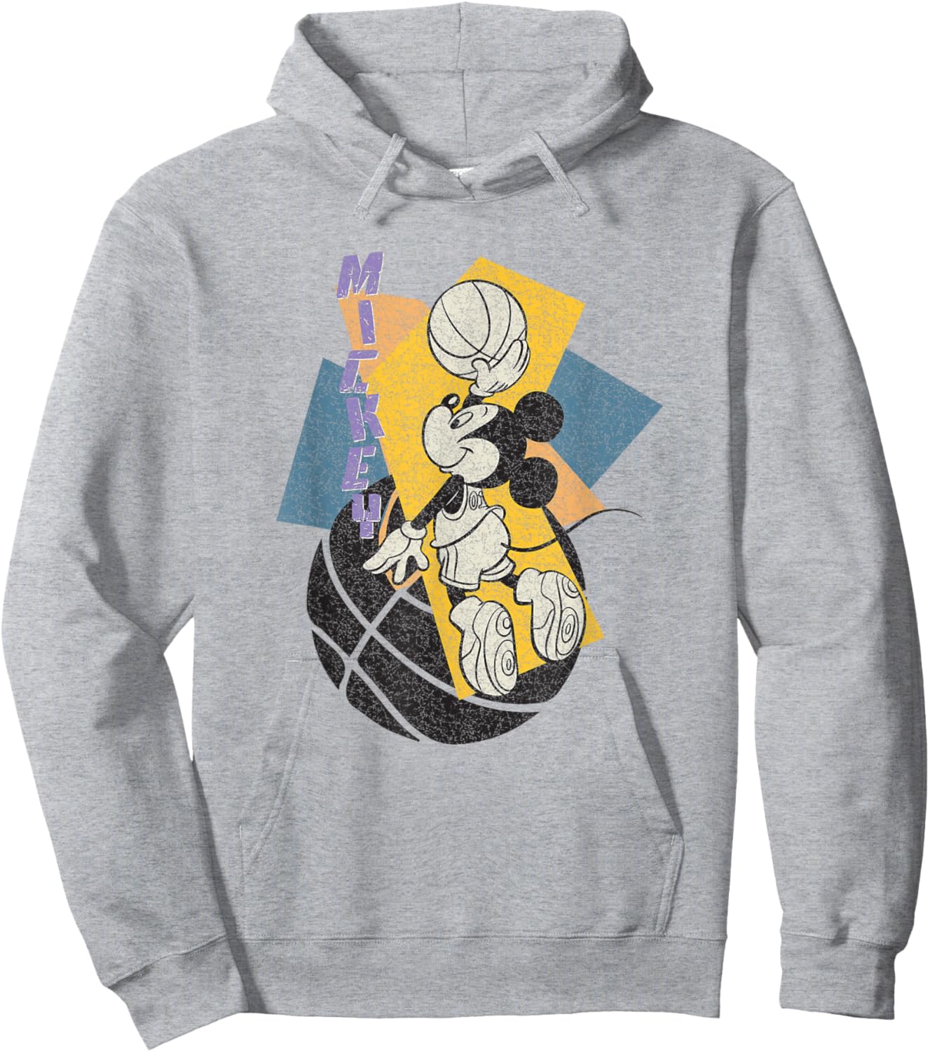 Disney Mickey and Friends Retro Basketball 90's Dunk Logo Hoodie - Hoodie | Ash