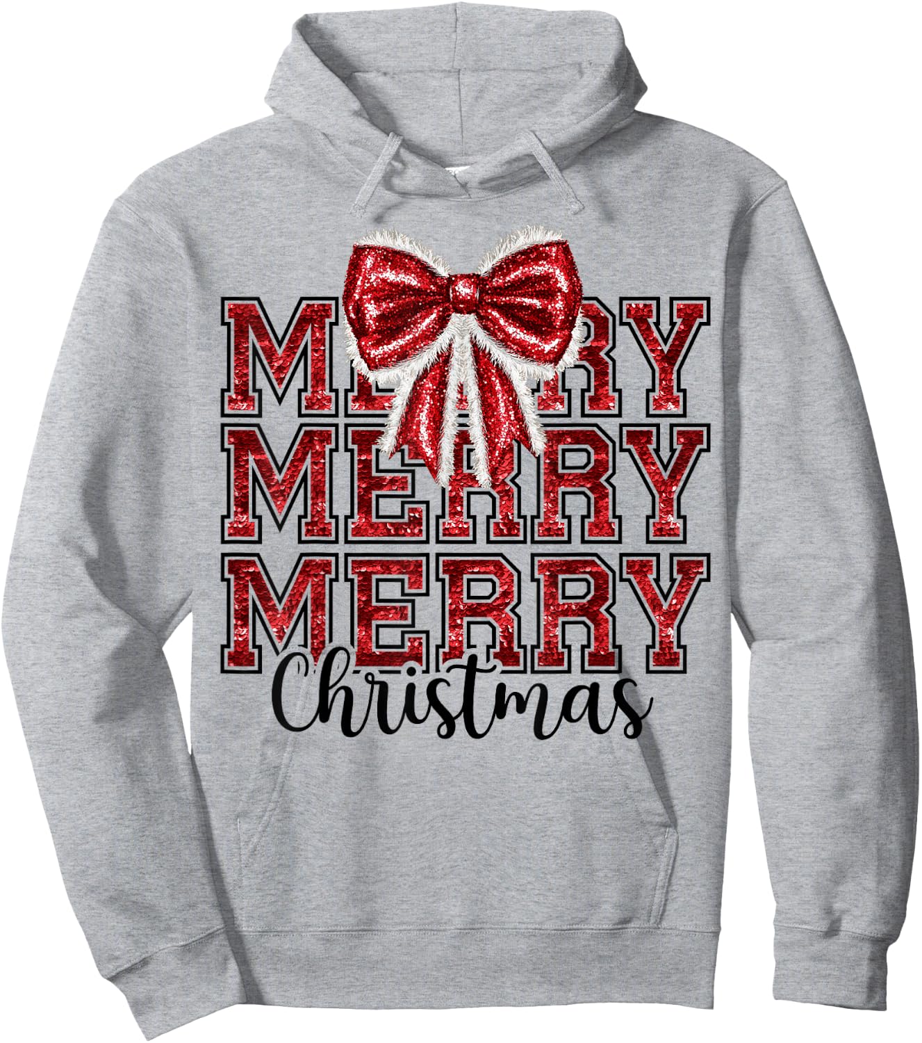 Coquette Bow Santa Claus Merry Christmas Women Xmas Pajamas Hoodie - Hoodie | Ash