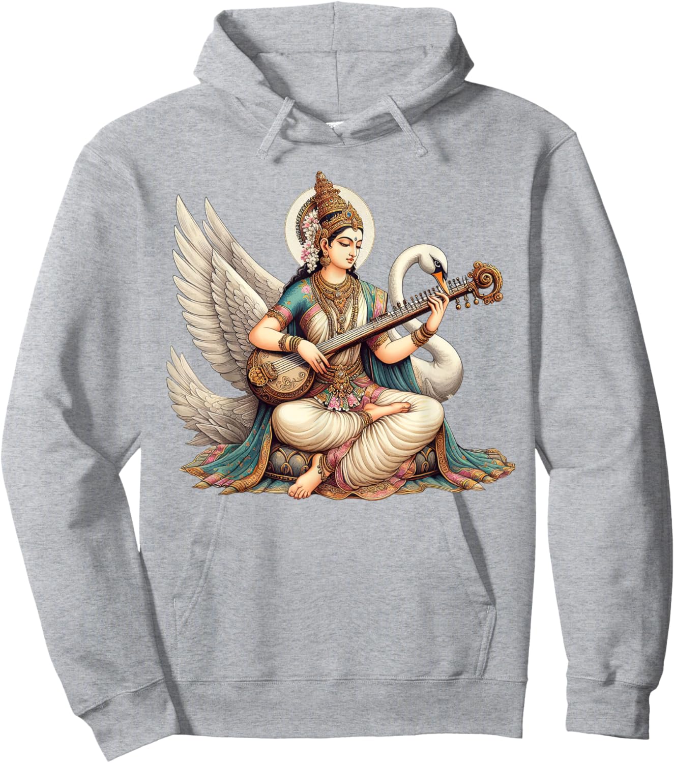 Hindu Saraswati Goddess Ancient Mythology Hinduism Hoodie - Hoodie | Ash