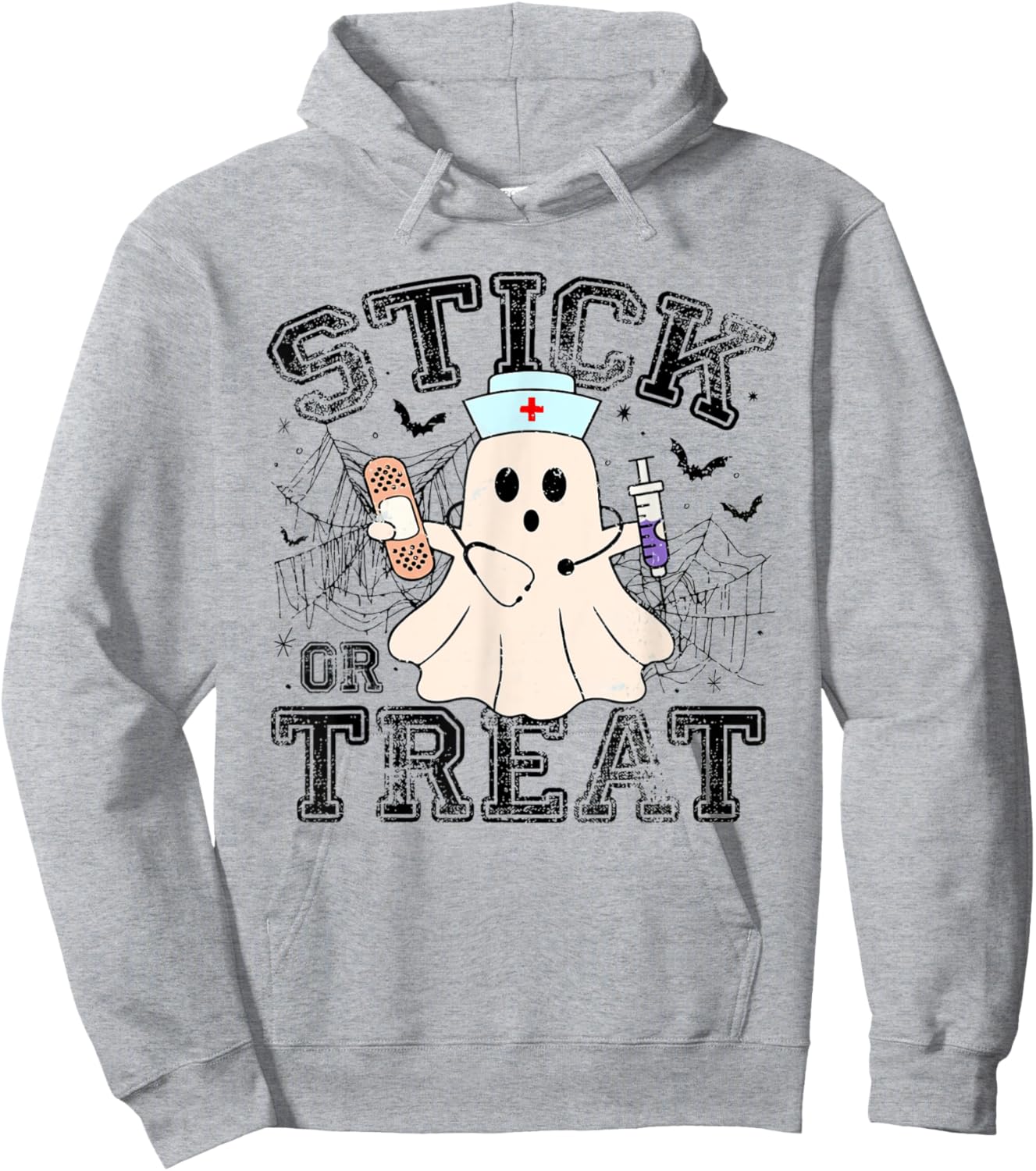 Stick Or Treat Halloween Ghost Nurse Halloween Phlebotomy Hoodie - Hoodie | Ash
