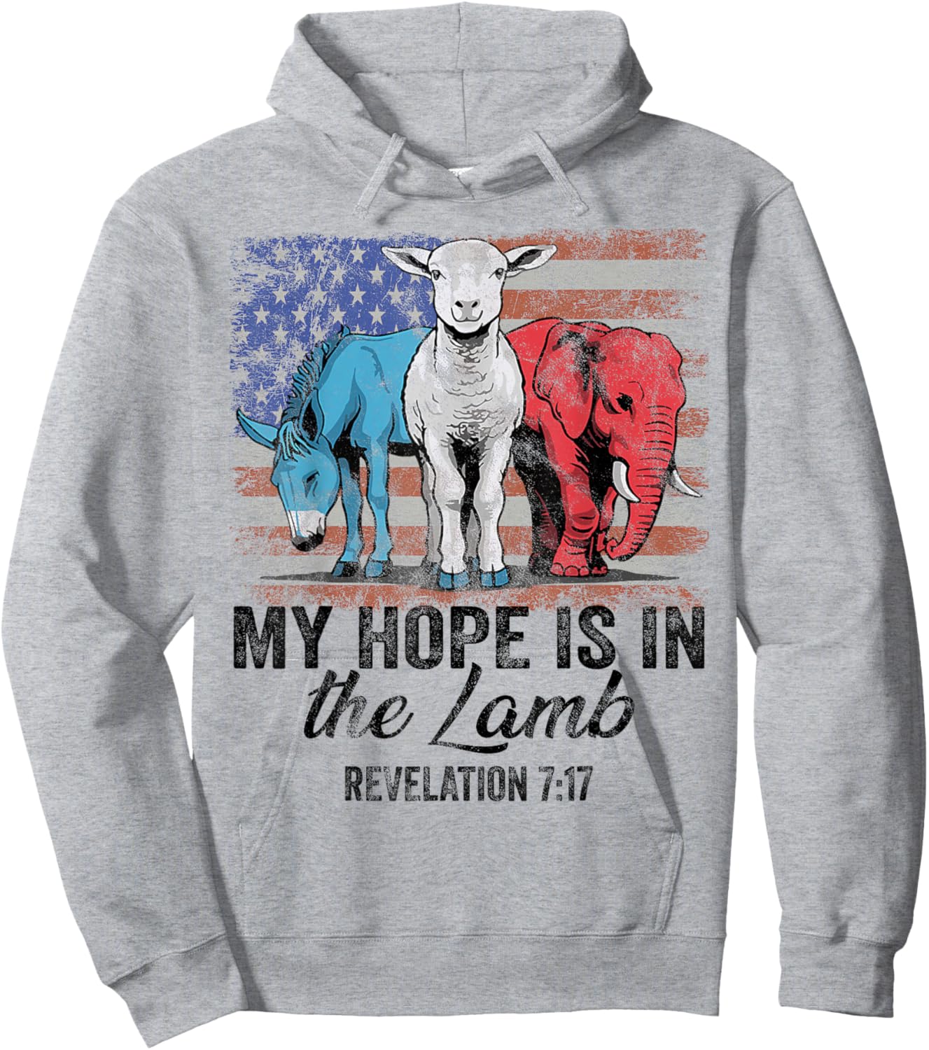 vintage My Hope is in the lamb Scripture Elephant Donkey Hoodie - Hoodie | Ash