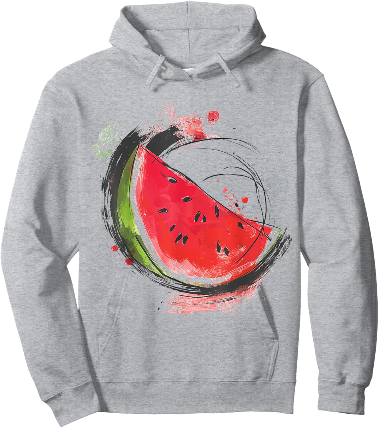 Watermelon Painting Motif Abstract Drawing Art Watermelon Hoodie - Hoodie | Ash