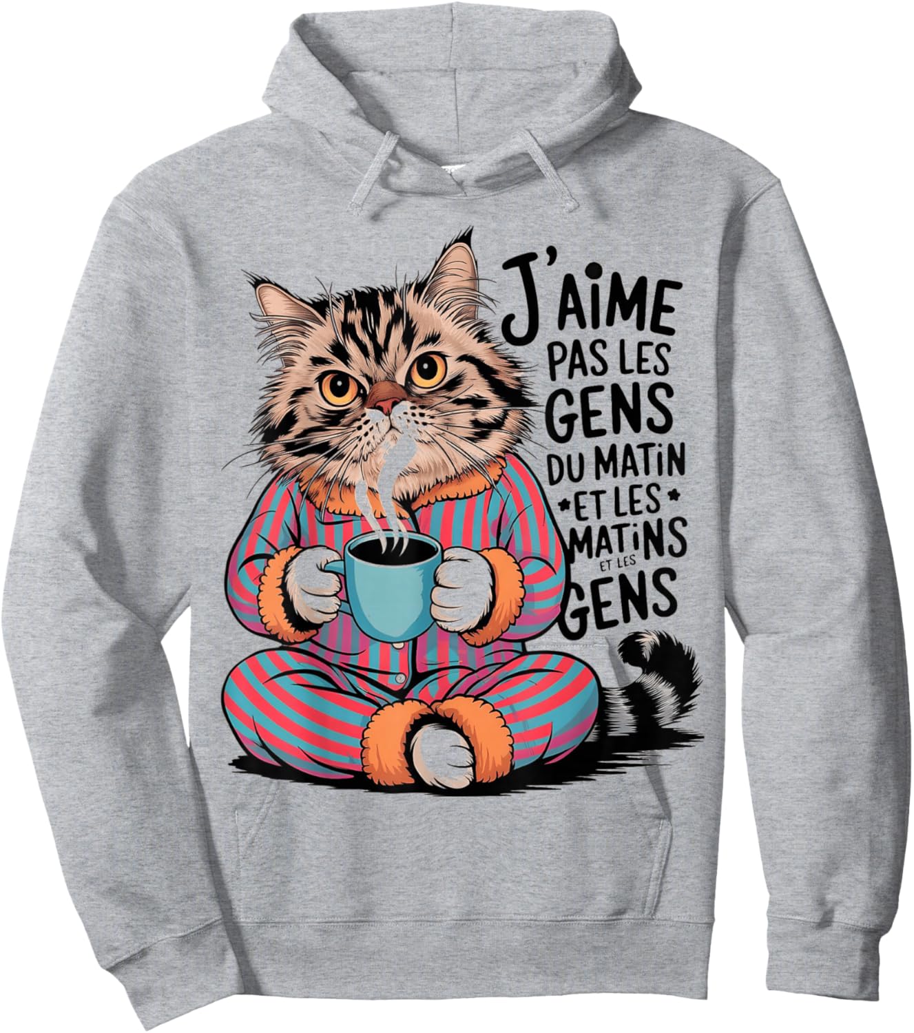 I Love Not People Cat Humor Funny Gift Coffee Morning , white, S Hoodie - Hoodie | Ash