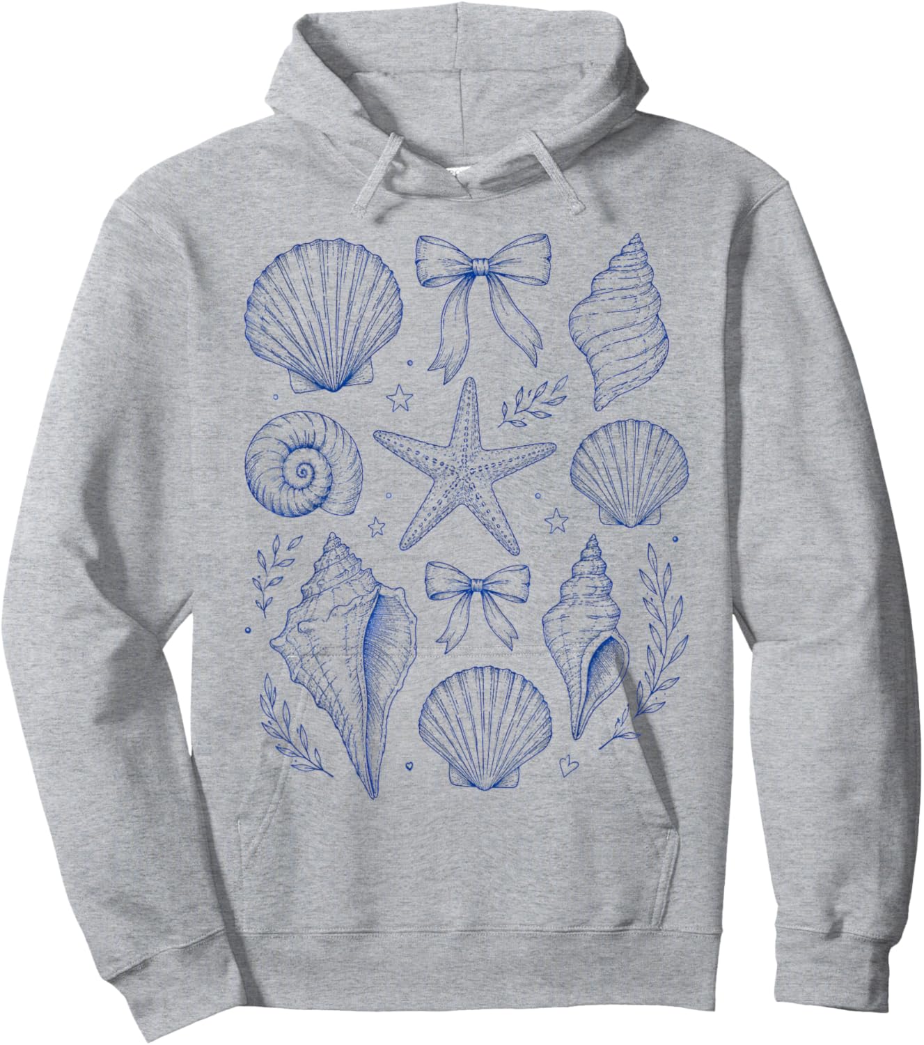 Seashell Coquette Bow Starfish Seashell Summer for Girls Hoodie - Hoodie | Ash