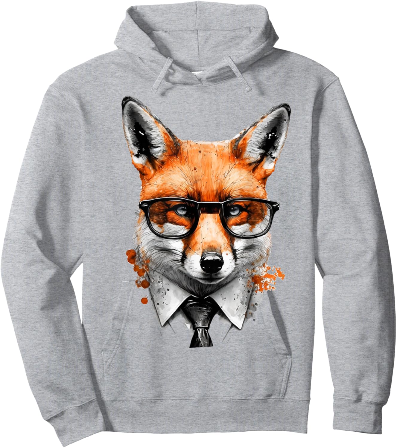 Fox Glasses Office Animal Print Art Fox Hoodie - Hoodie | Ash