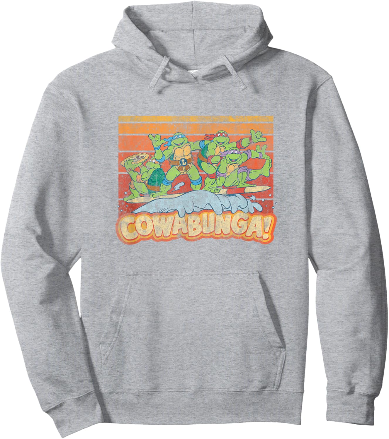 Teenage Mutant Ninja Turtles Cowabunga! Surfing Distressed Hoodie - Hoodie | Ash