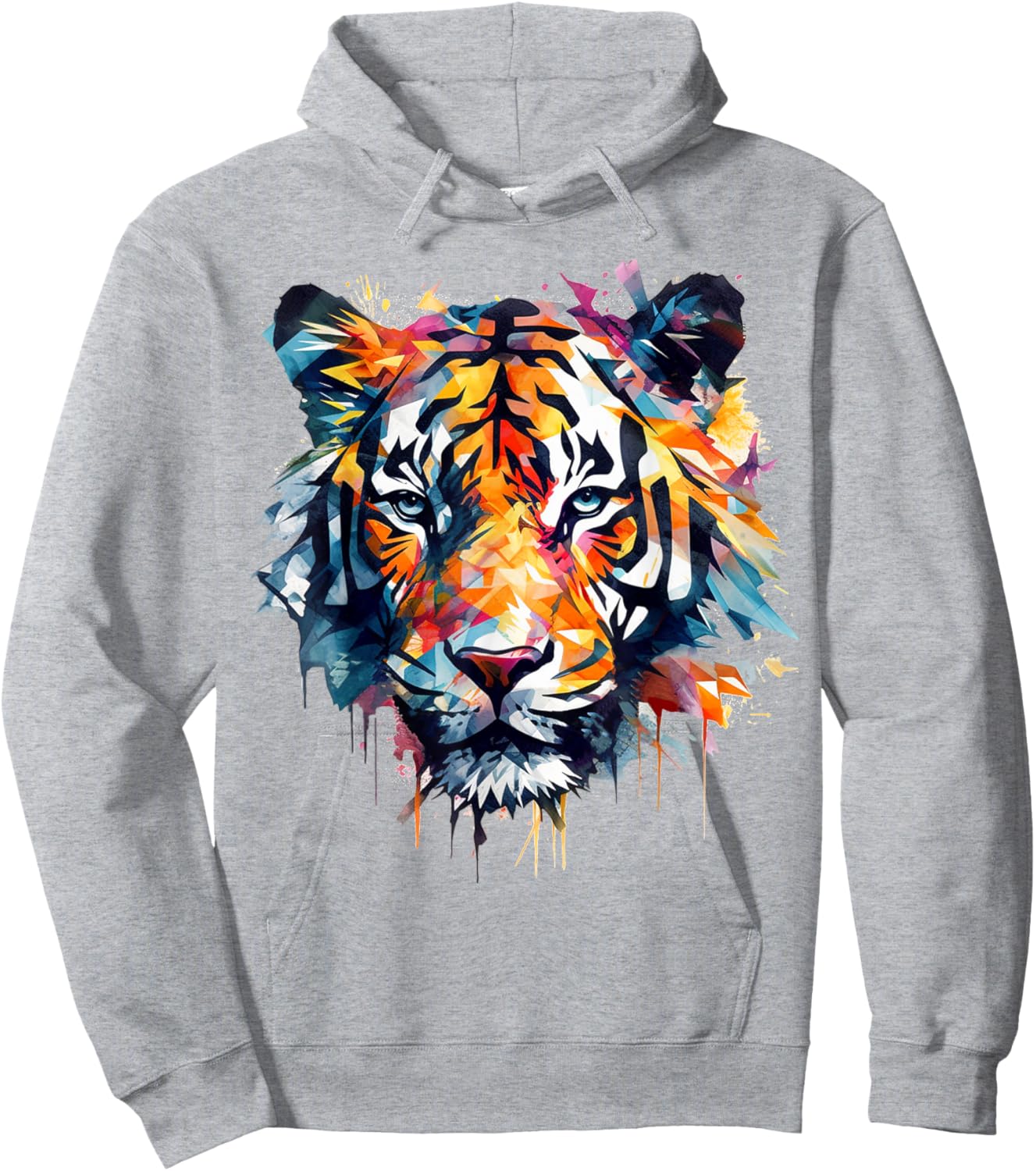 Tiger Artwork - Colourful Art Zoo Animal Tiger Hoodie - Hoodie | Ash
