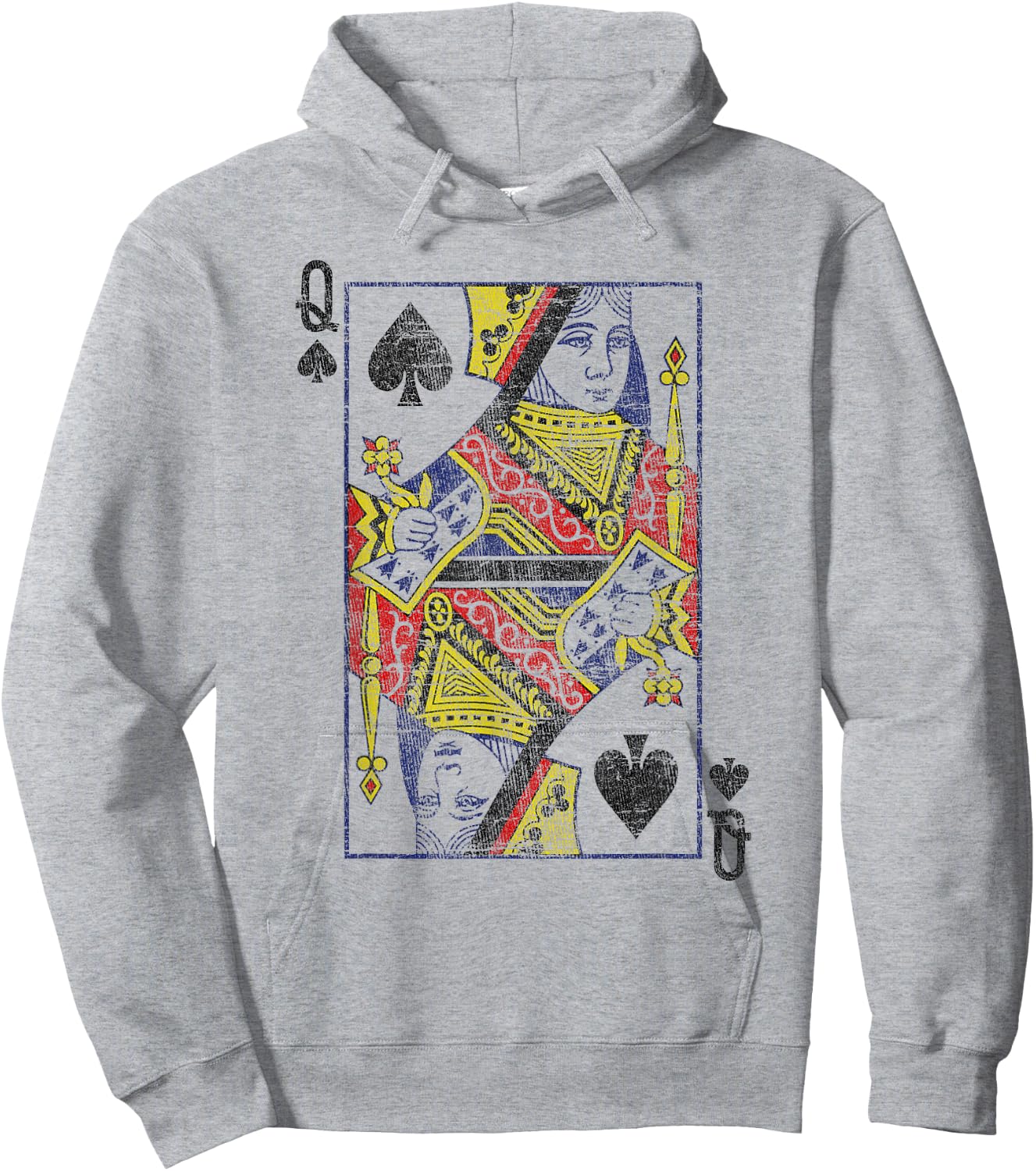 Lady of Spades Playing Cards Costume Poker Distressed Hoodie - Hoodie | Ash