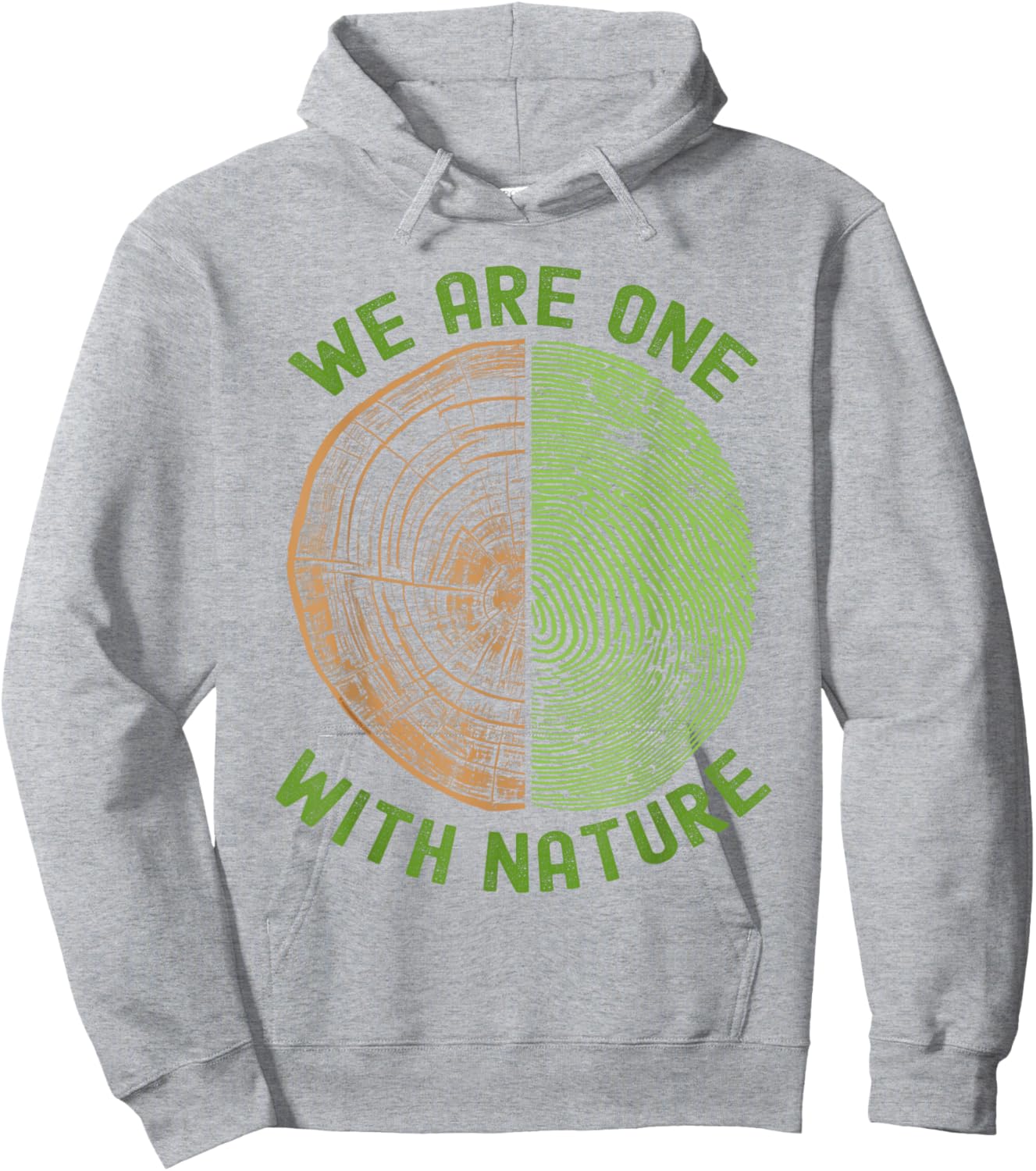 We are One with Nature Tree Rings & Fingerprint Earth Day Hoodie - Hoodie | Ash