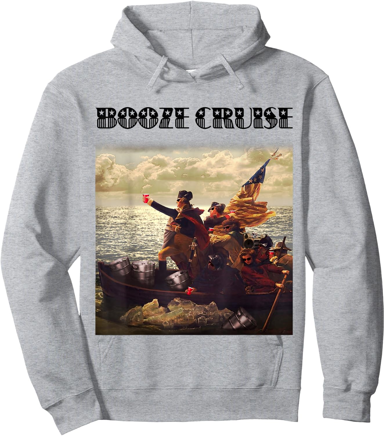 Political Party Booze Cruise Shades & Red Cups Funny Hoodie - Hoodie | Ash