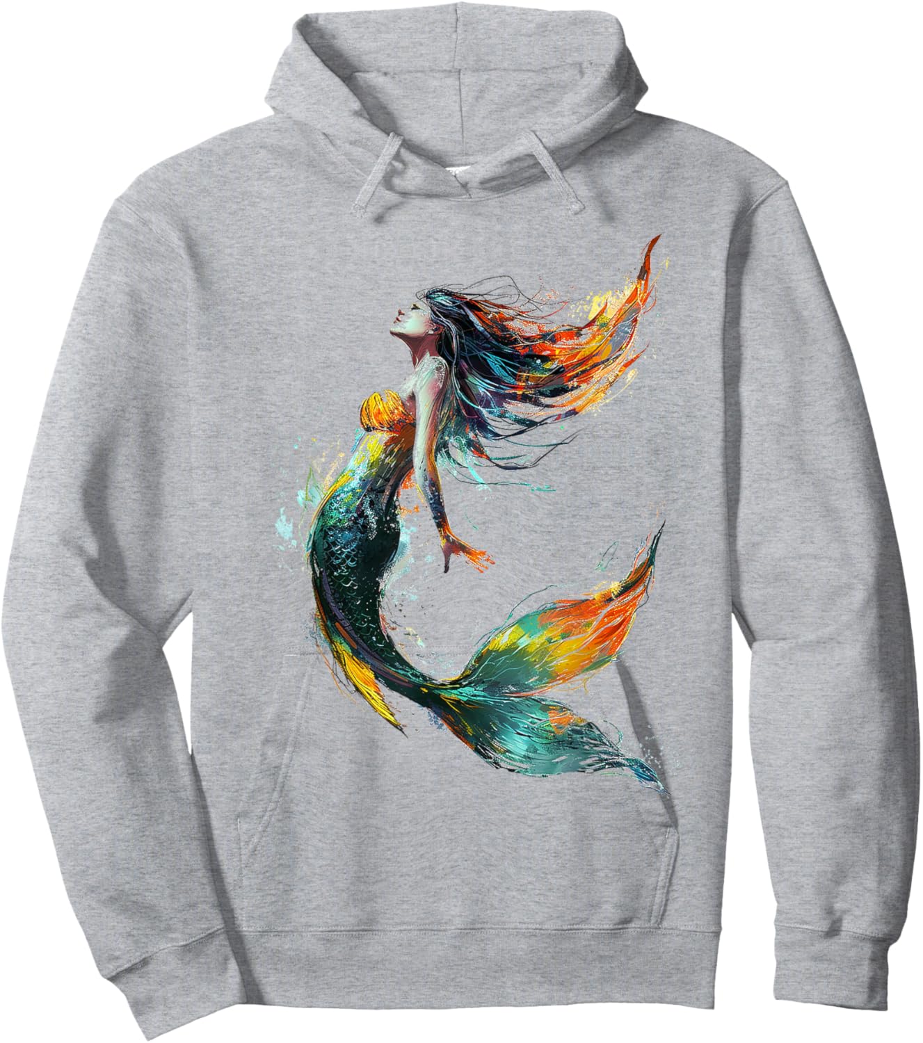 Abstract Graphic Painting Mermaid Woman Mermaid , white, S Hoodie - Hoodie | Ash
