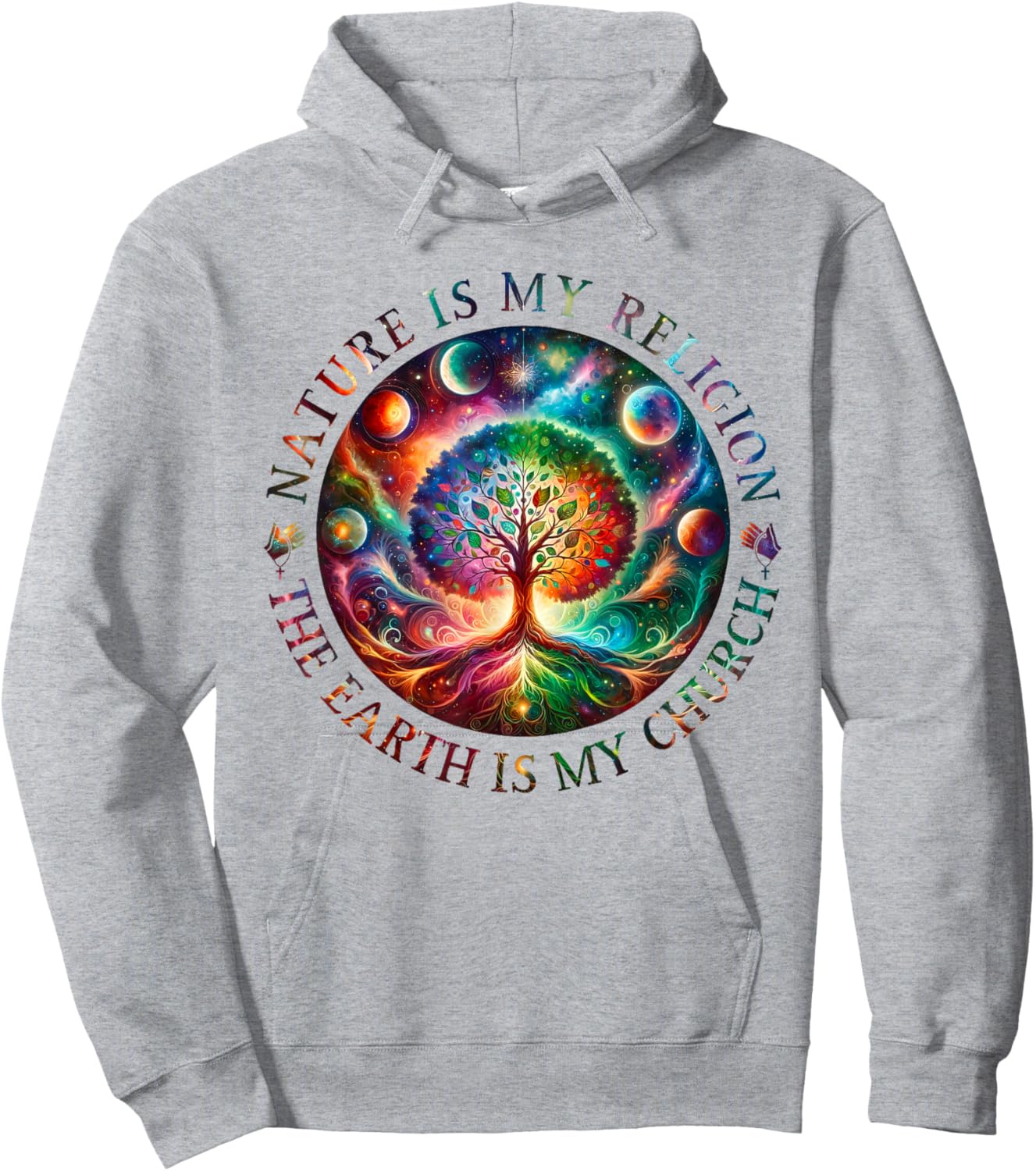 Nature Is My Religion The Earth Is My Church Mandala Tree Hoodie - Hoodie | Ash
