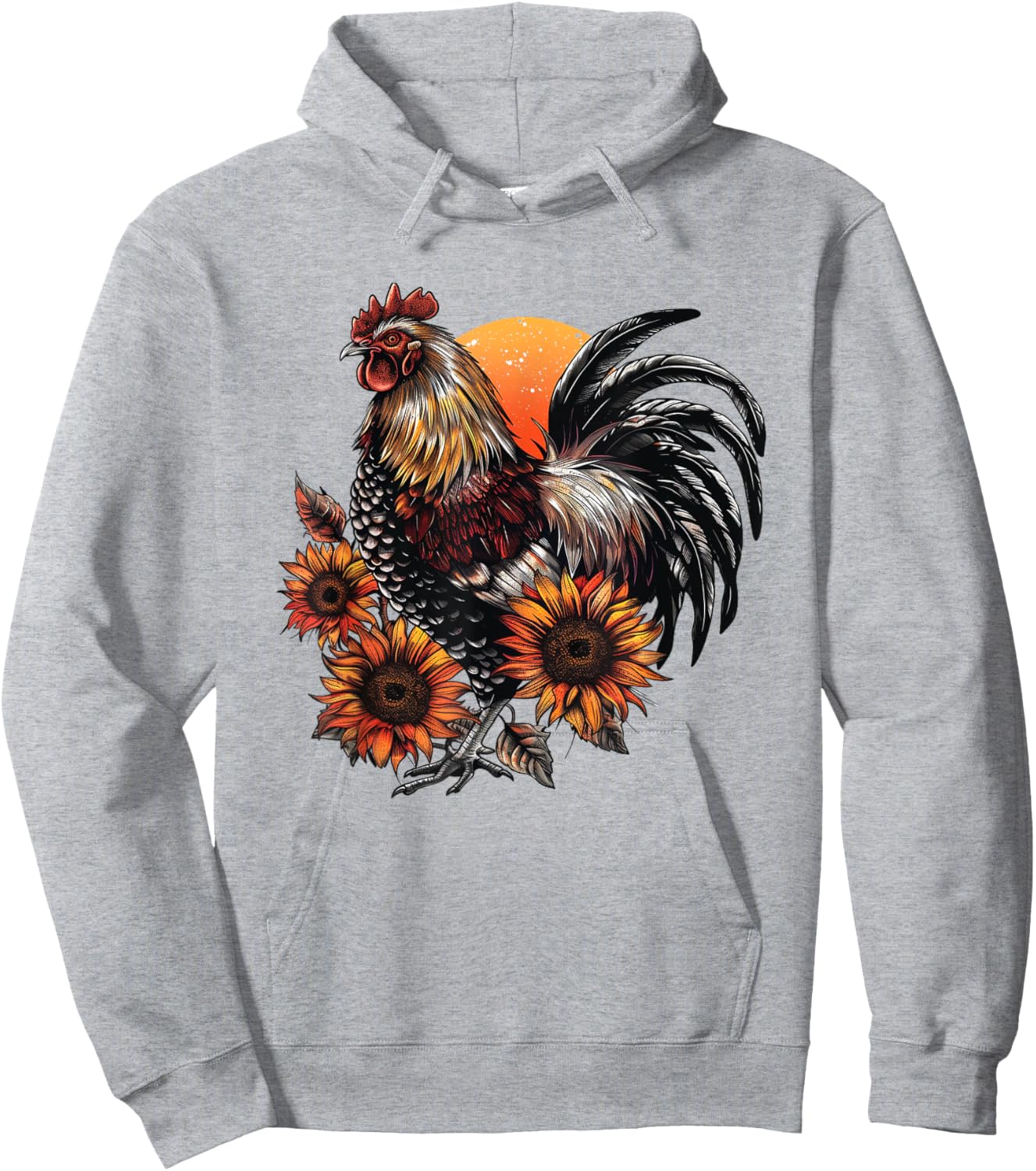 Rooster Orange Pattern Rooster Women Men Hoodie - Hoodie | Ash