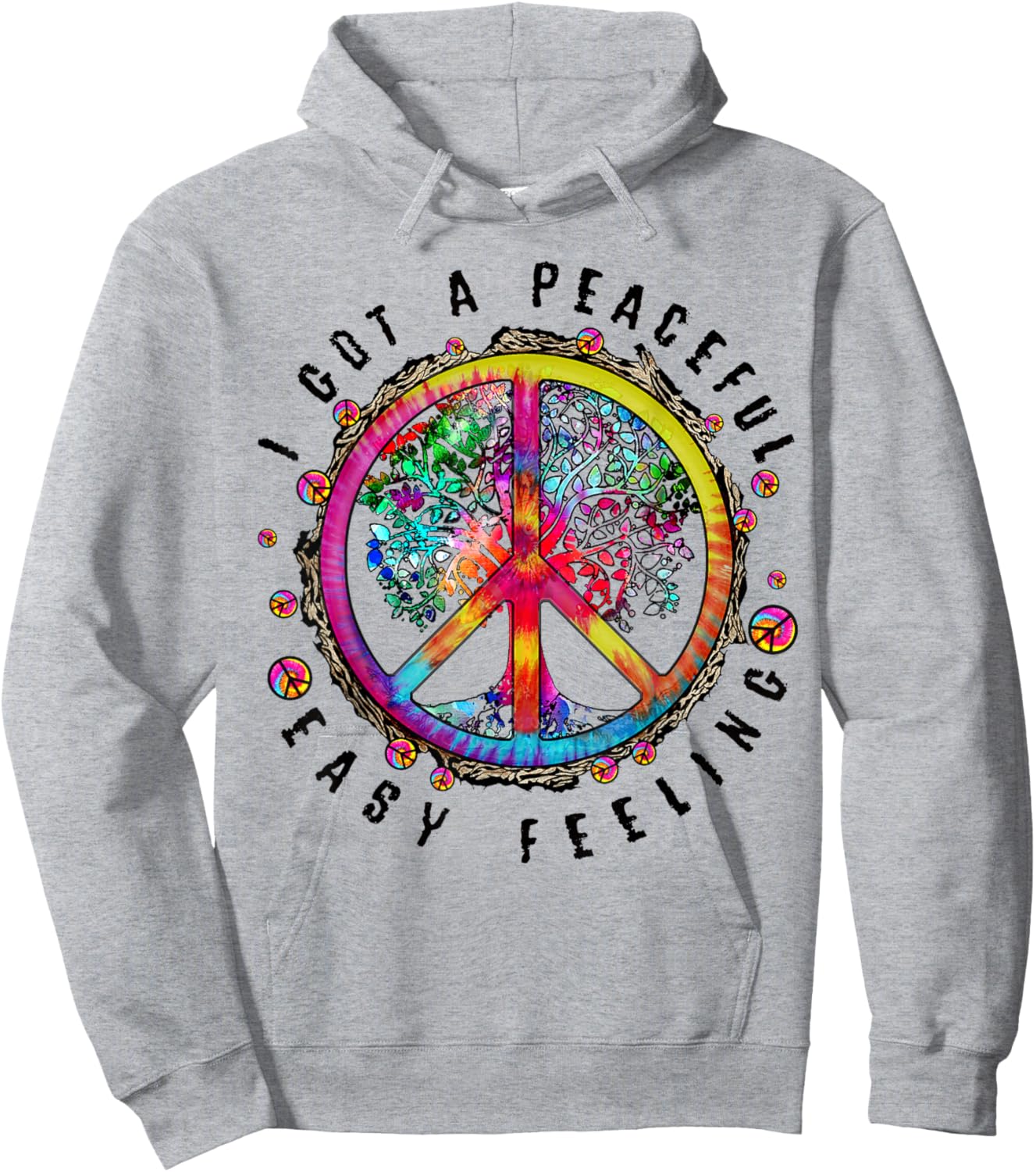 Hippie Peace Sign I Got A Easy Peaceful Feeling Forest Tree Hoodie - Hoodie | Ash