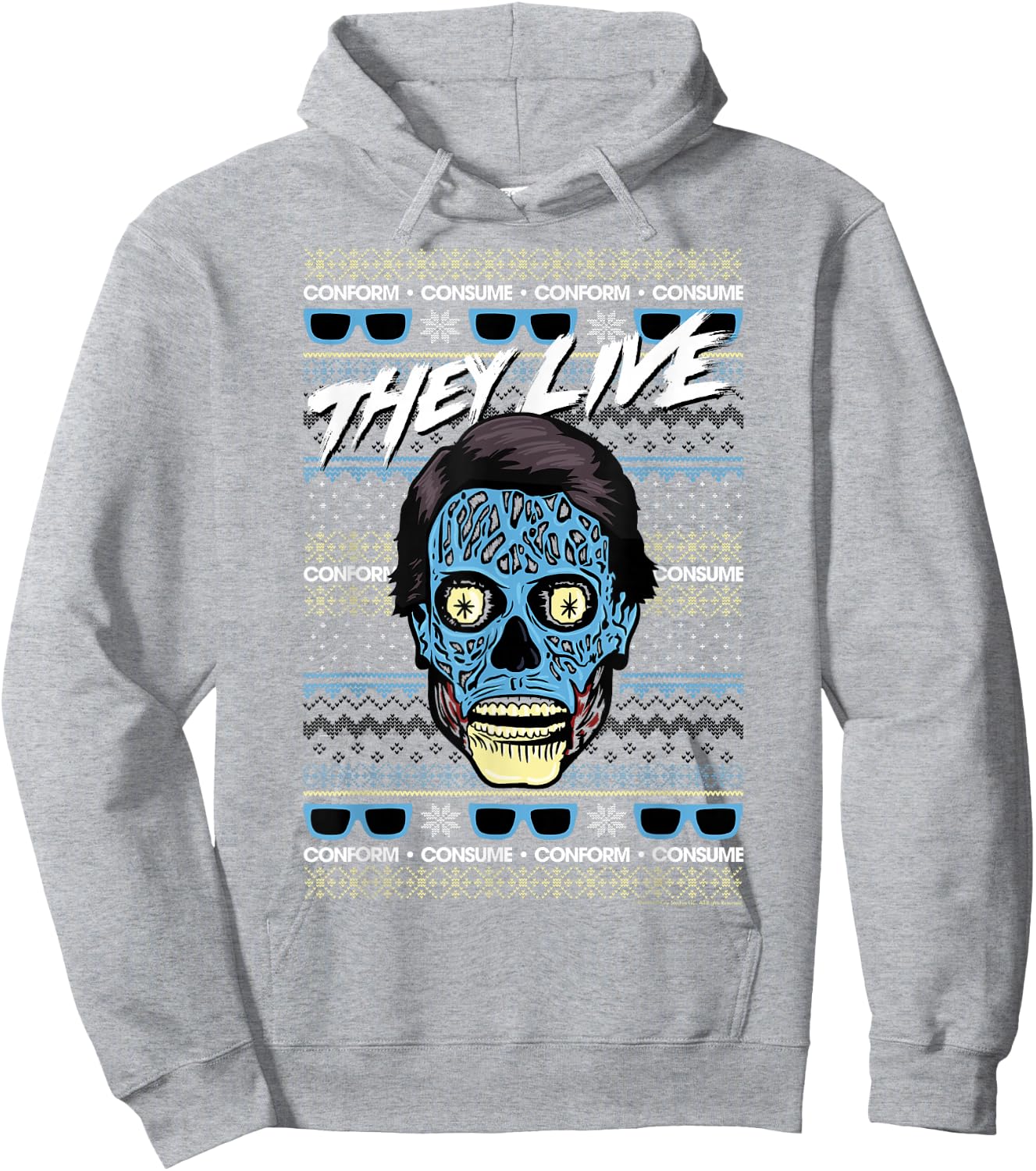 They Live Christmas Alien Ugly Sweater Hoodie - Hoodie | Ash
