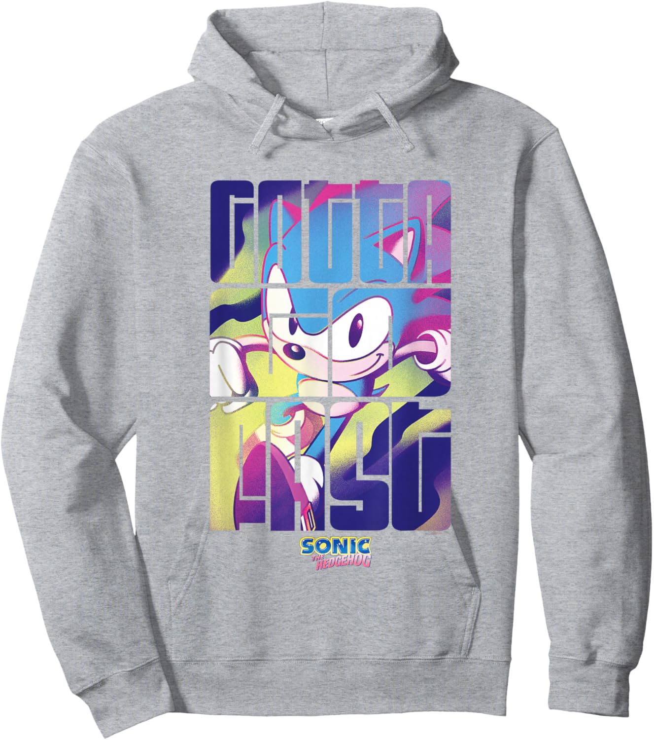 Sonic The Hedgehog Gotta Go Fast Vintage Logo Hoodie - Hoodie | Ash