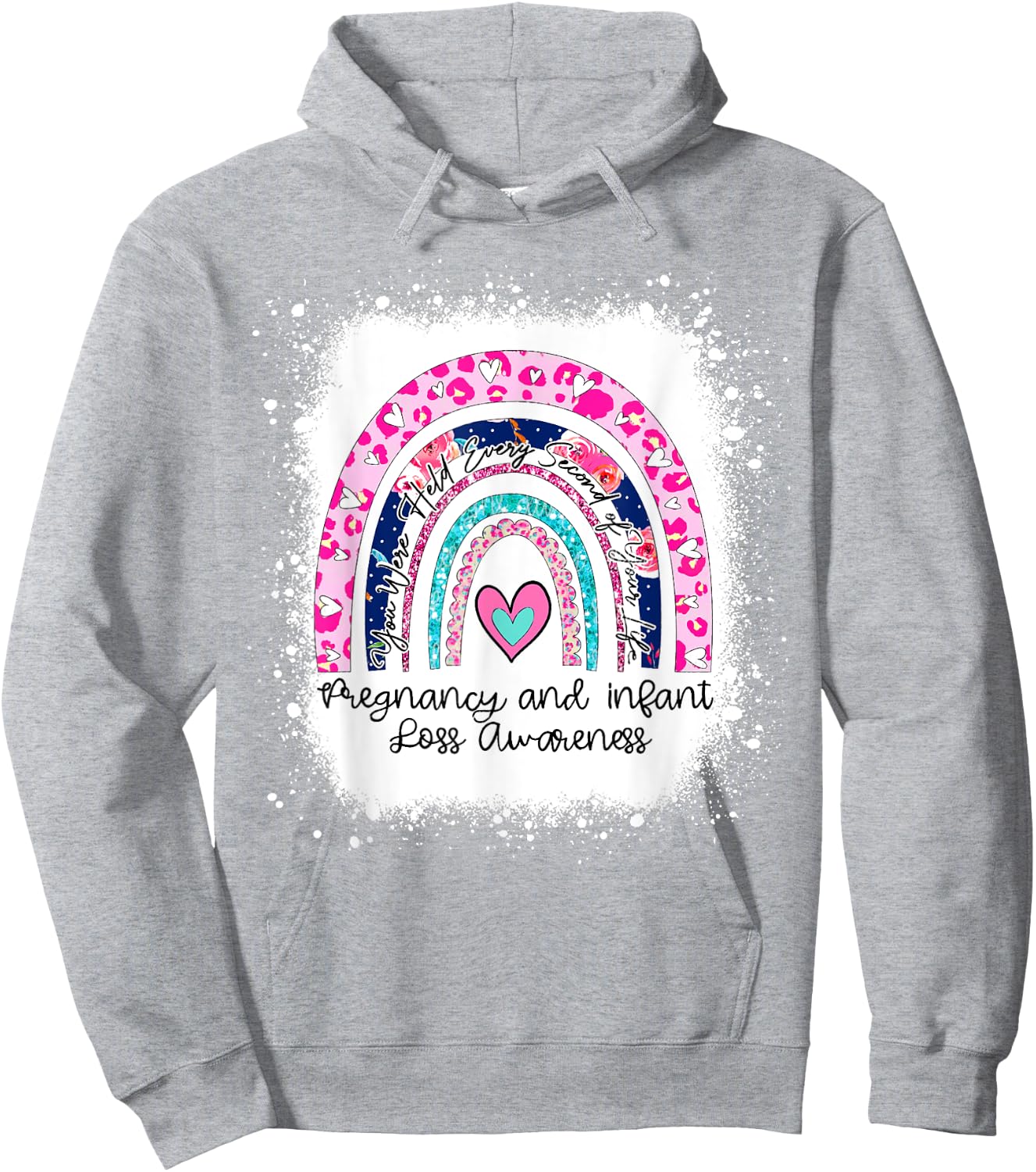 in October We Wear Pink Blue Pregnancy Infant Loss Ribbon Hoodie - Hoodie | Ash