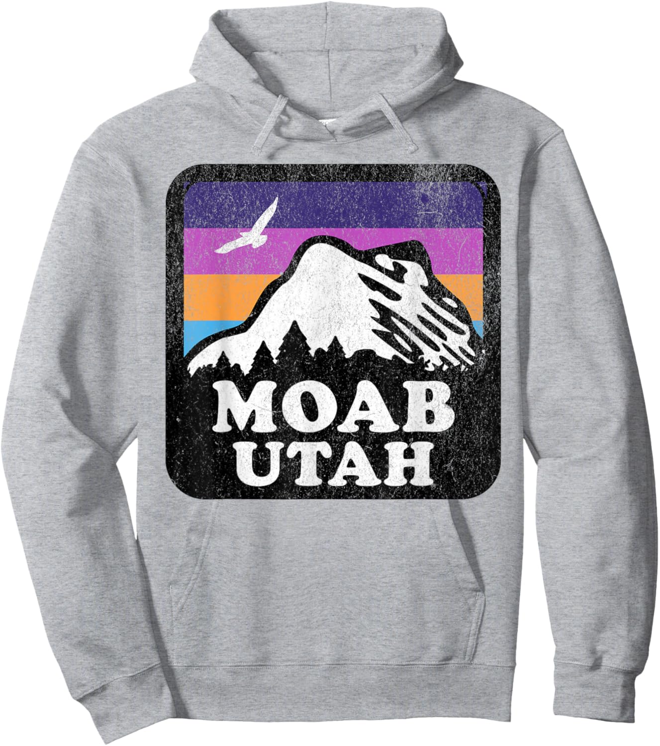 Moab Utah USA Outdoor Vintage , -Adults & Kids, Blue, Small, Short Sleeve Hoodie - Hoodie | Ash