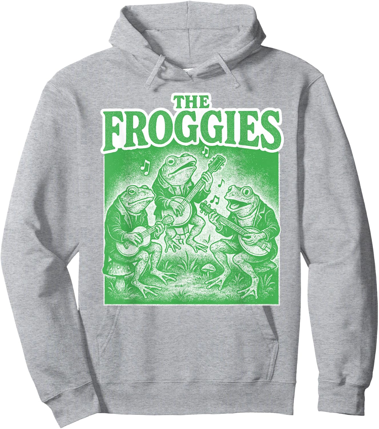 The Froggies Frog Band Art - Vintage Musical Frogs Hoodie - Hoodie | Ash