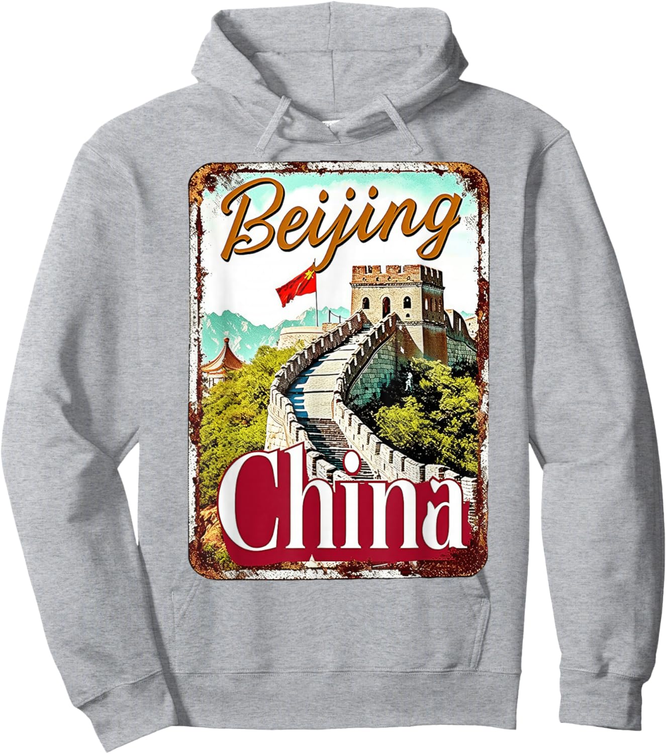 Beijing China Great Wall Heritage Architecture City Trip Hoodie - Hoodie | Ash