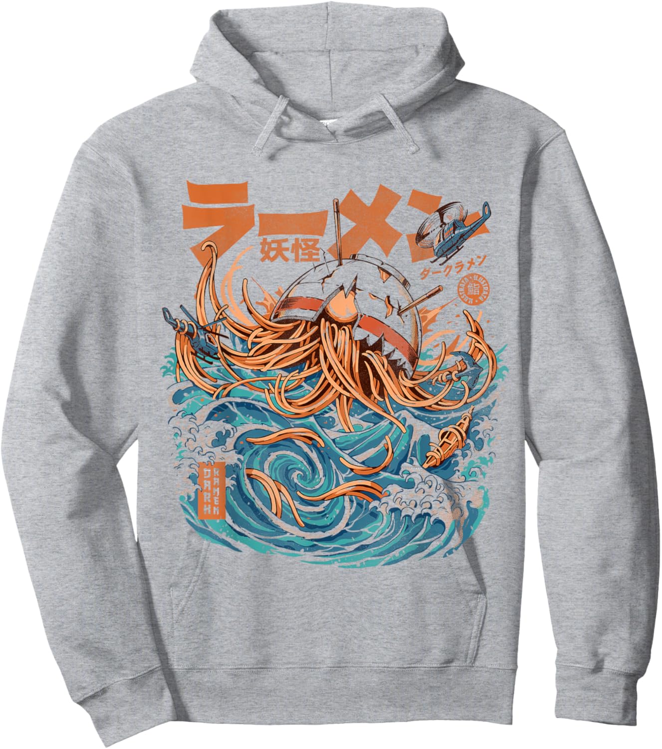 Great Ramen Kanagawa Japanese Noodles Sea Food Kaiju Ramen Hoodie - Hoodie | Ash