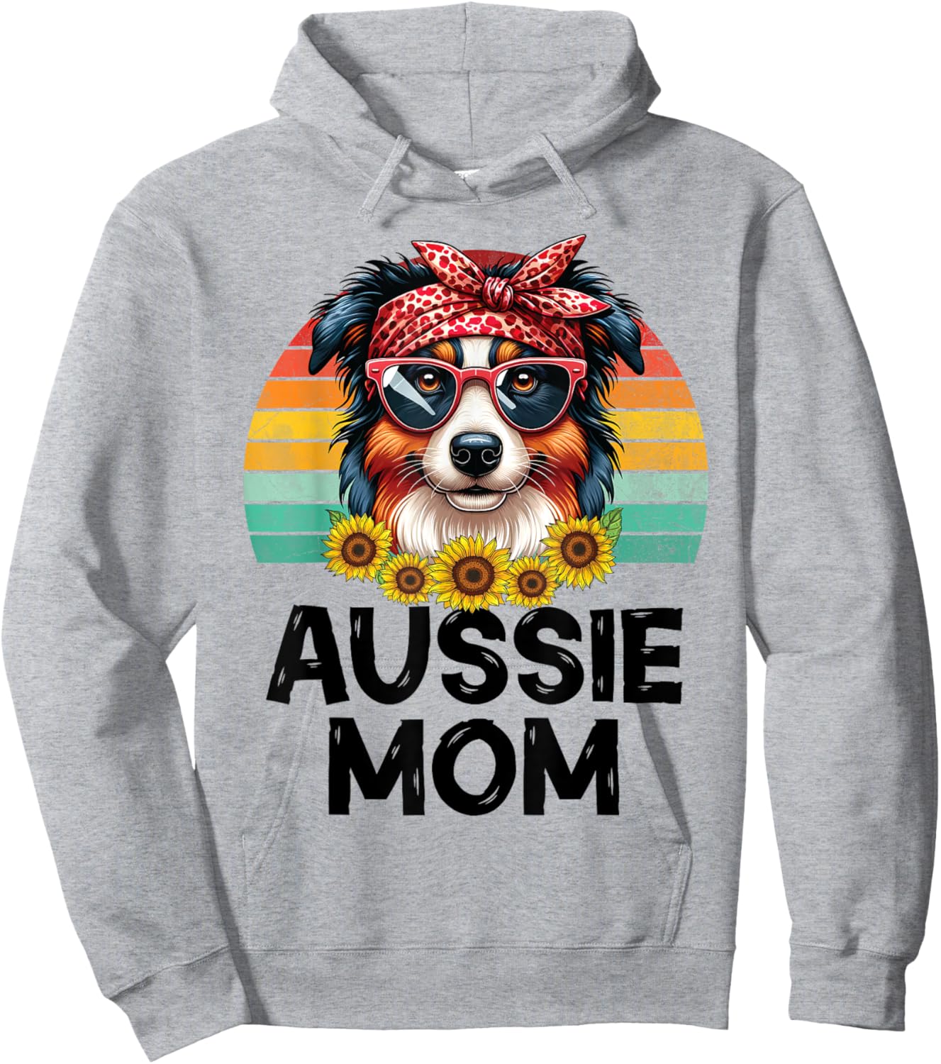 Floral Australian Shepherd Dog Mama Aussie Mom Mother's Day Hoodie - Hoodie | Ash