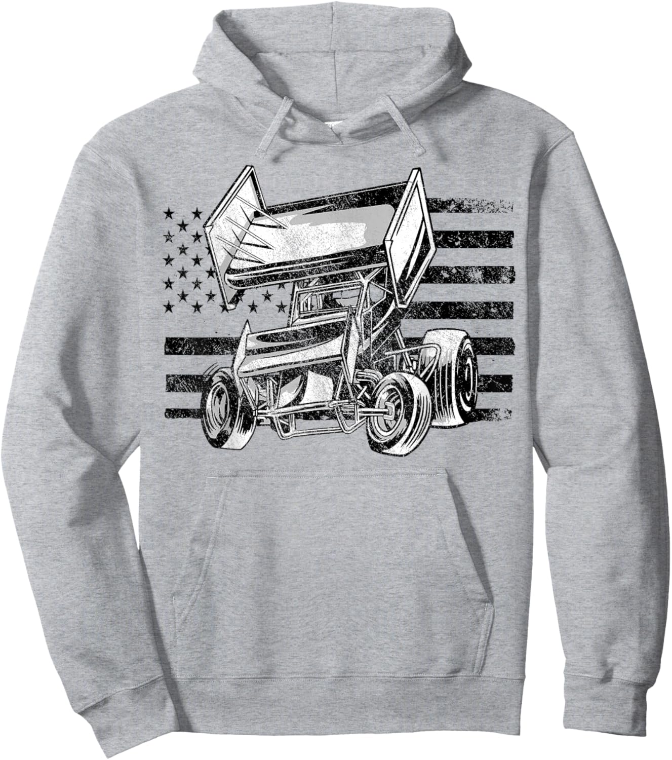 Sprint Car Racing USA Flag Hoodie - Hoodie | Ash