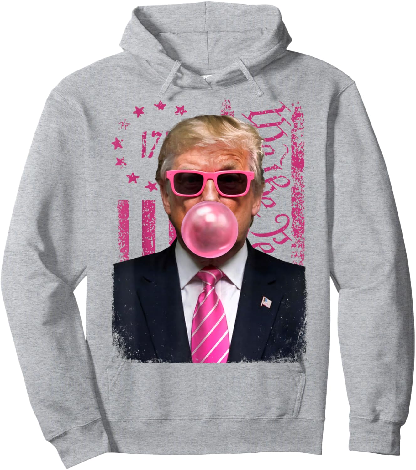 Donald Trump Pink Bubblegum Satire - Pop Art with USA Flag Hoodie - Hoodie | Ash