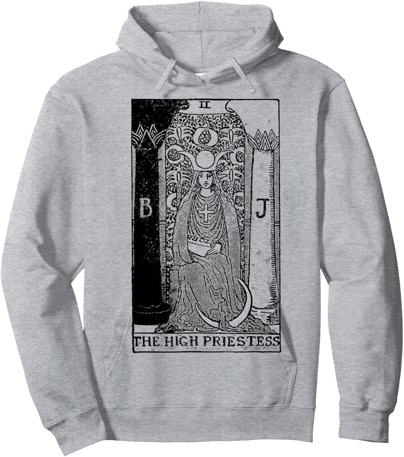 Vintage High Priestess Tarot Card Hoodie - Hoodie | Ash