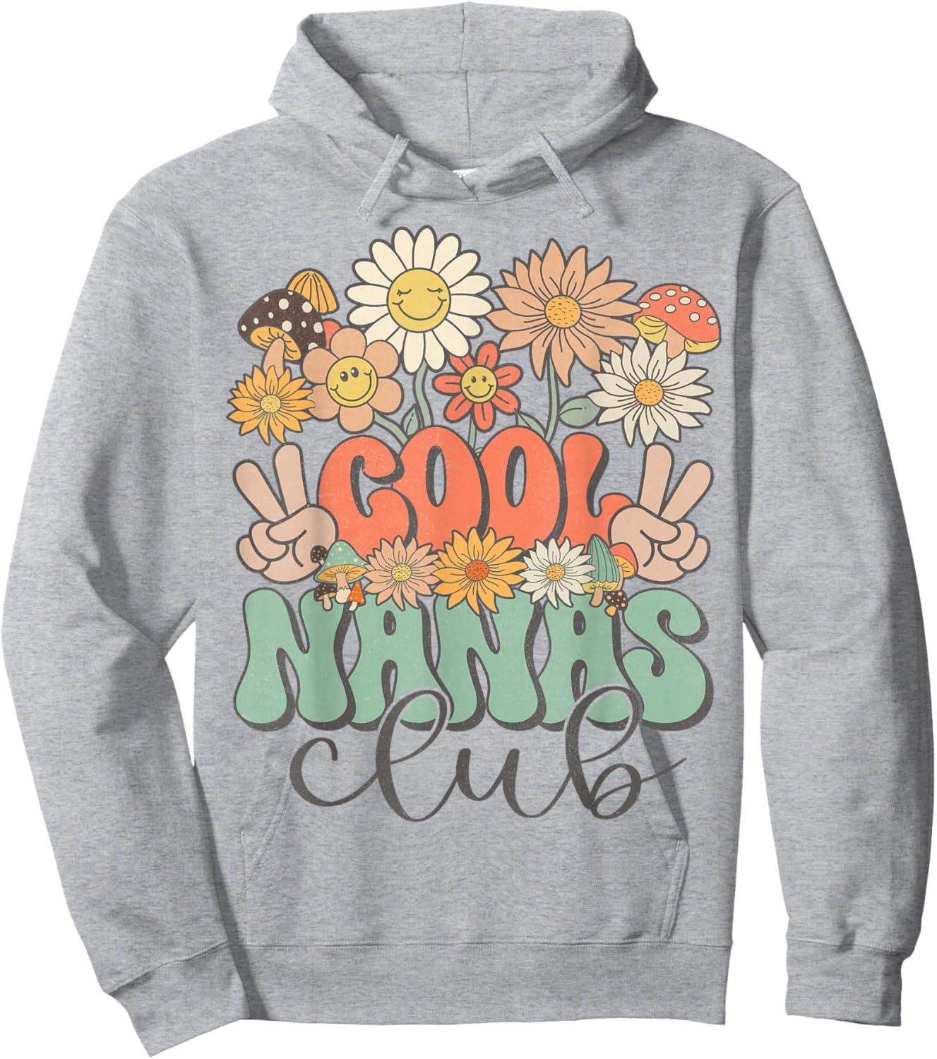 Matching Family Cool Nanas Club Groovy Retro Floral Nana Hoodie - Hoodie | Ash