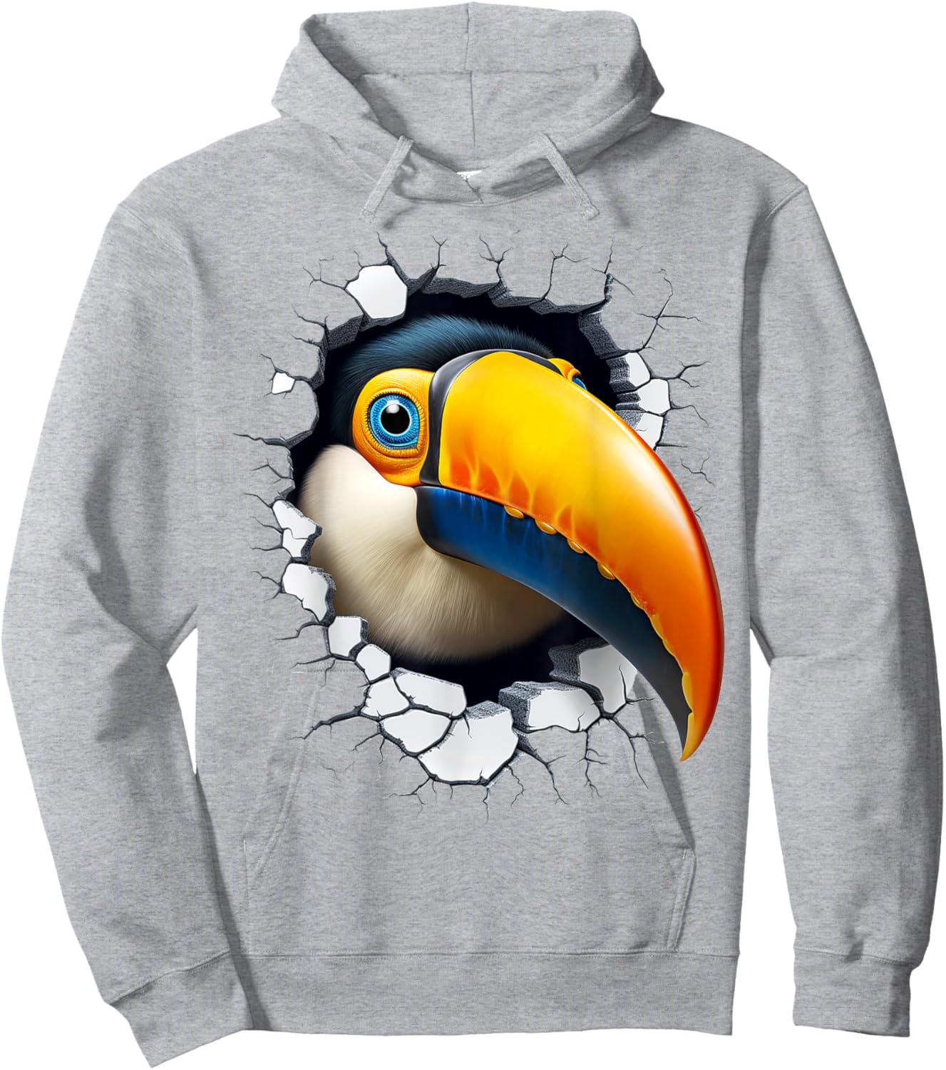 Toucan Animal Abstract Graphic Drawing Artwork Face Toucan Hoodie - Hoodie | Ash