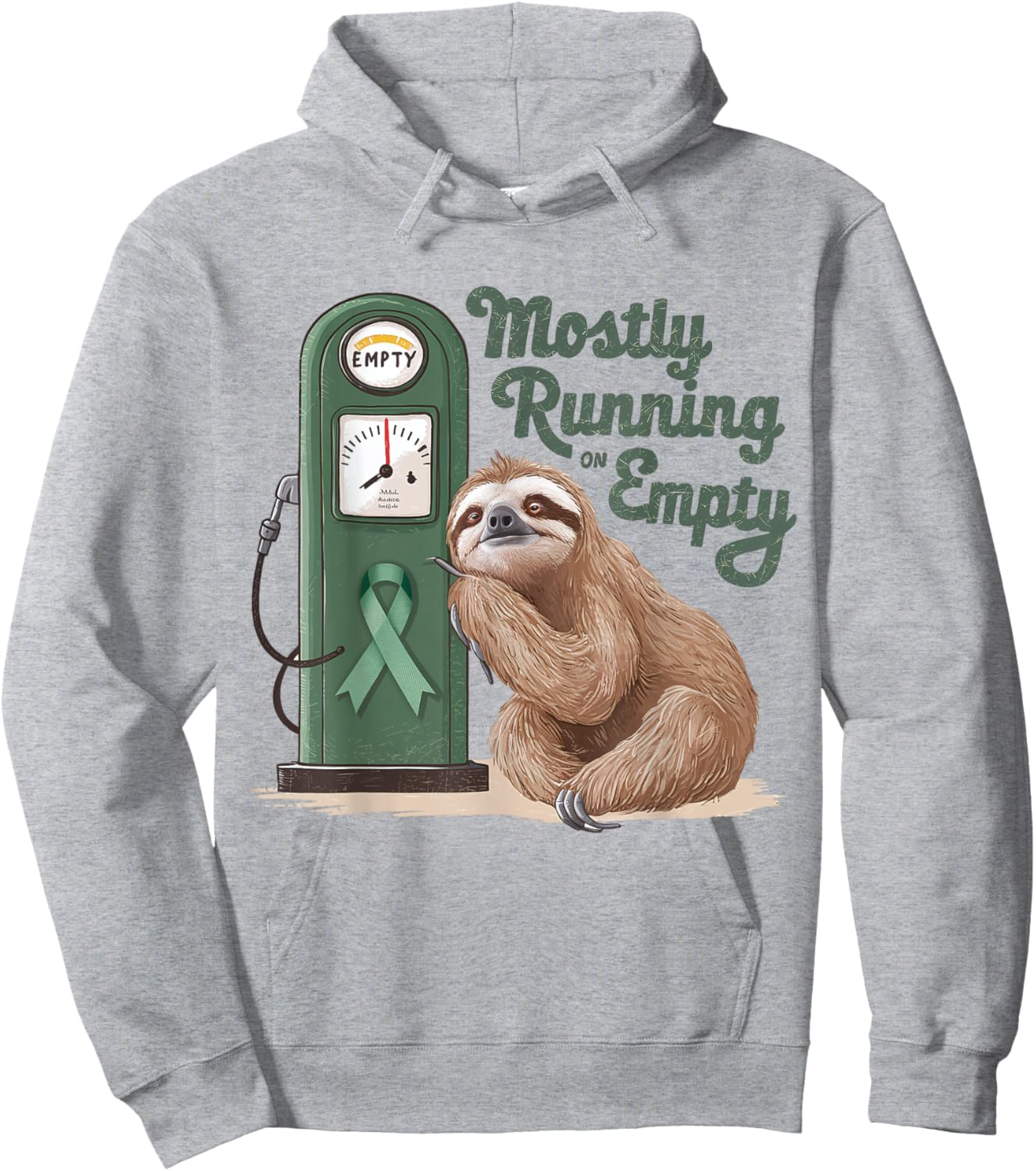 Mostly Running On Empty Gastroparesis Awareness Sloth Green Hoodie - Hoodie | Ash
