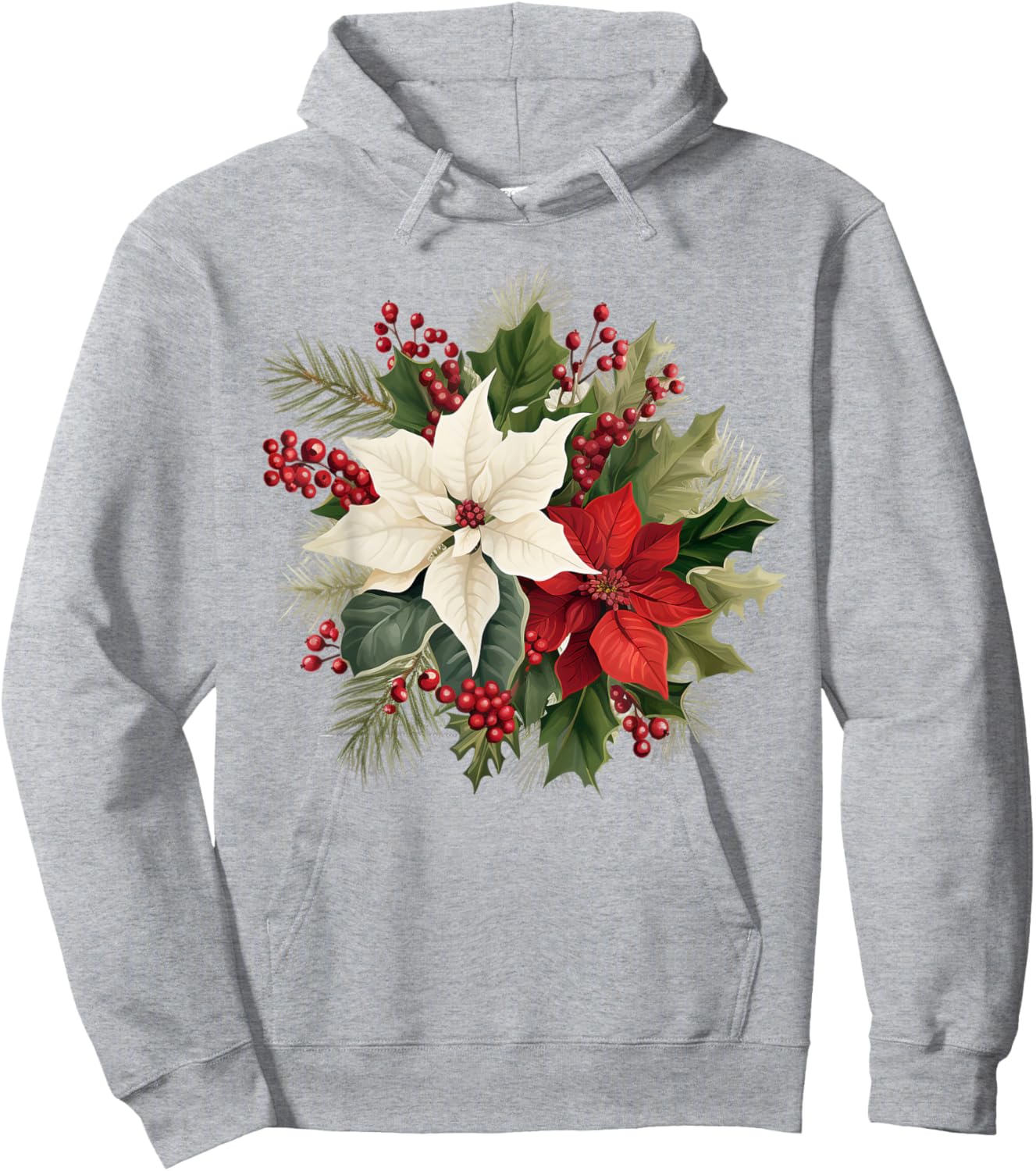 Poinsettia Christmas Flower Hoodie - Hoodie | Ash