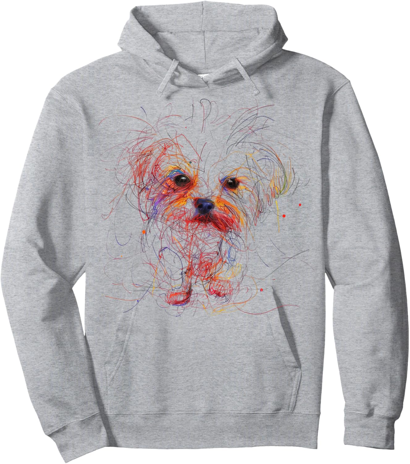 Maltese Lover Dog Drawn With Colored Pencils Favorite Pet Hoodie - Hoodie | Ash