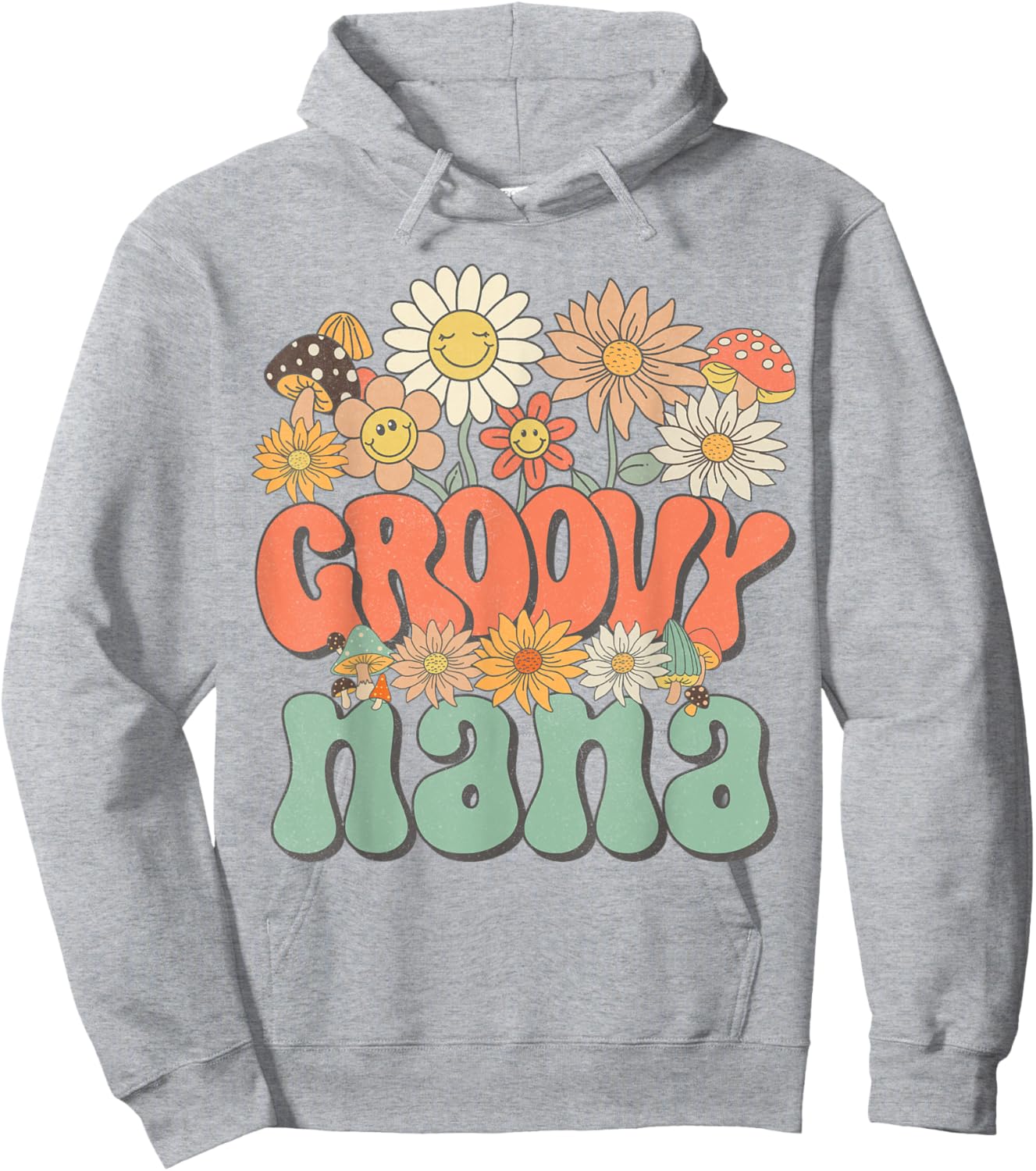 Groovy Nana Floral Hippie Retro Daisy Flower Mother's Day Hoodie - Hoodie | Ash