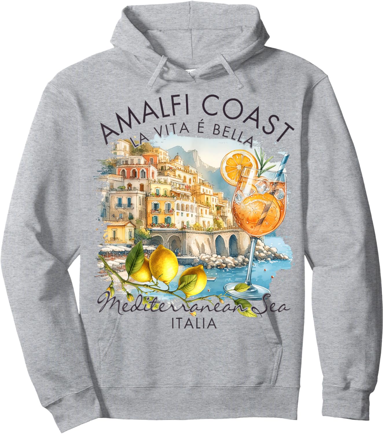 Amalfi Coast Italy Travel Trip Vacation Mediterranean Sea Hoodie - Hoodie | Ash
