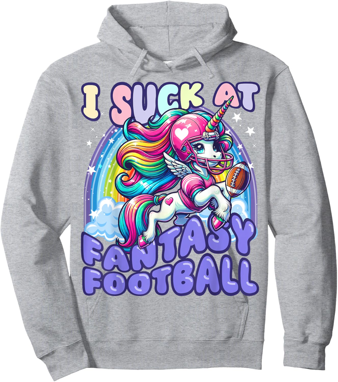 I Suck at Fantasy Football Unicorn Rainbow Loser Men Hoodie - Hoodie | Ash